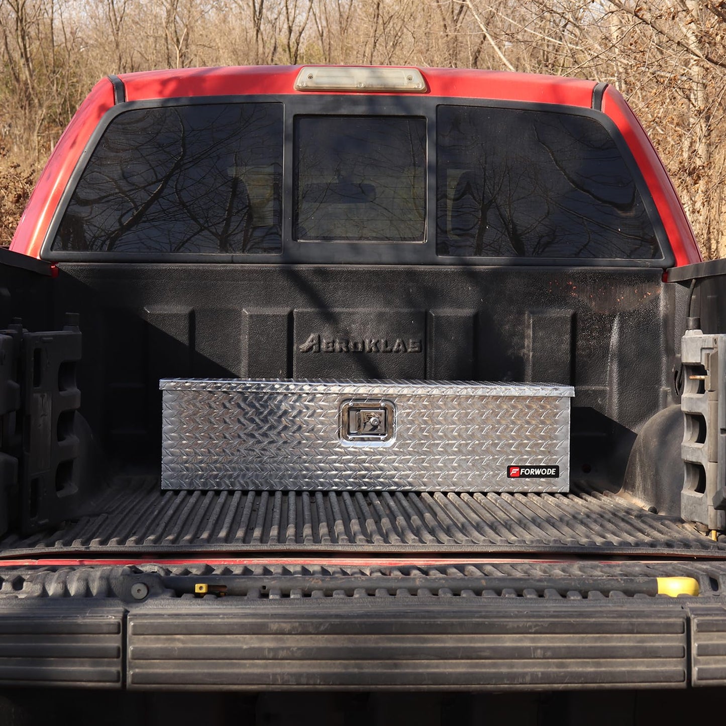 FORWODE 39 Inch Truck Bed Tool Box, Heavy Duty Aluminum Waterproof Under Truck Storage Organizer for Pickup Truck Bed RV Toolbox with Handle and Lock - Silver