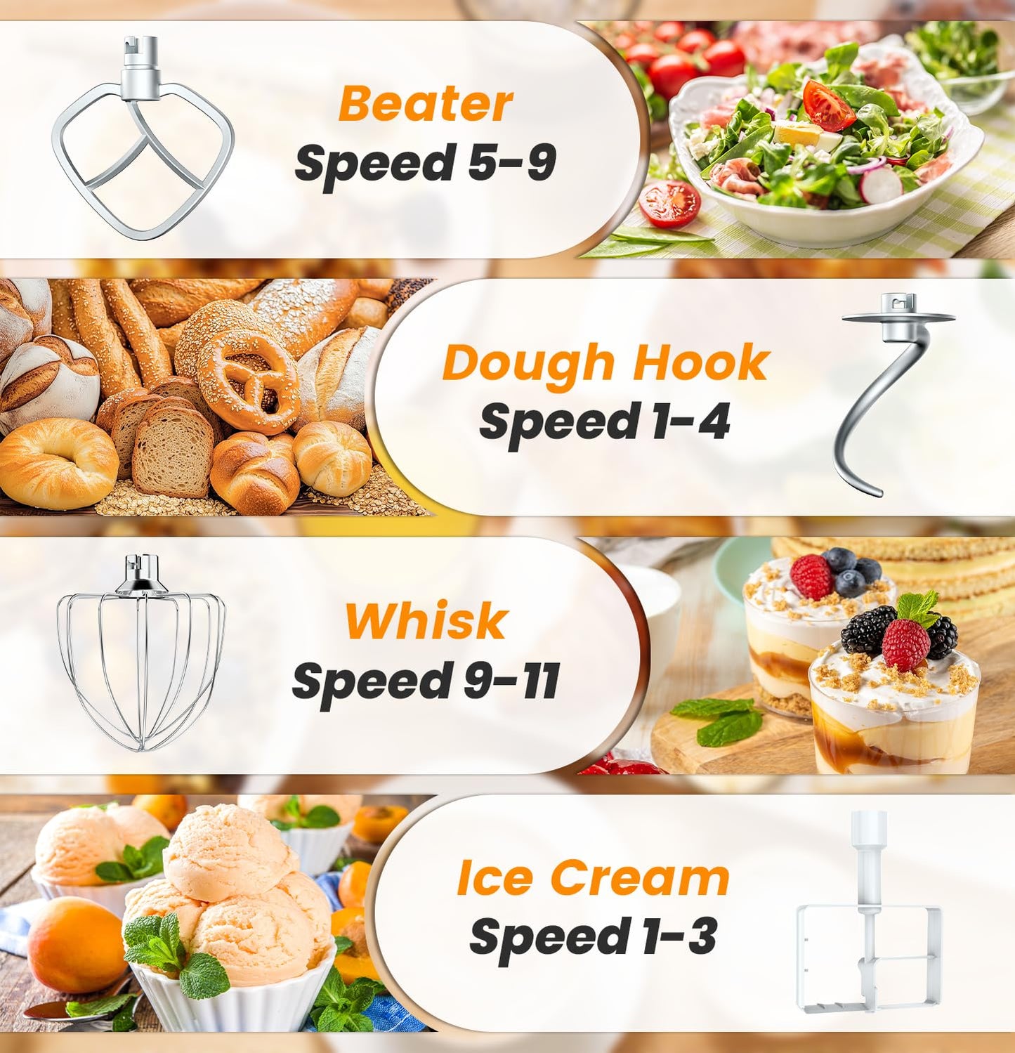 Bonnor Stand Mixer Set, 6QT Kitchen Mixer with LED Touchscreen, 11-Speed Tilt-Head Mixer with Timer, 4 Preset Menus, Stainless Steel Bowl, Hook, Whisk, Beater,Plus 2QT Ice Cream Maker Attachment