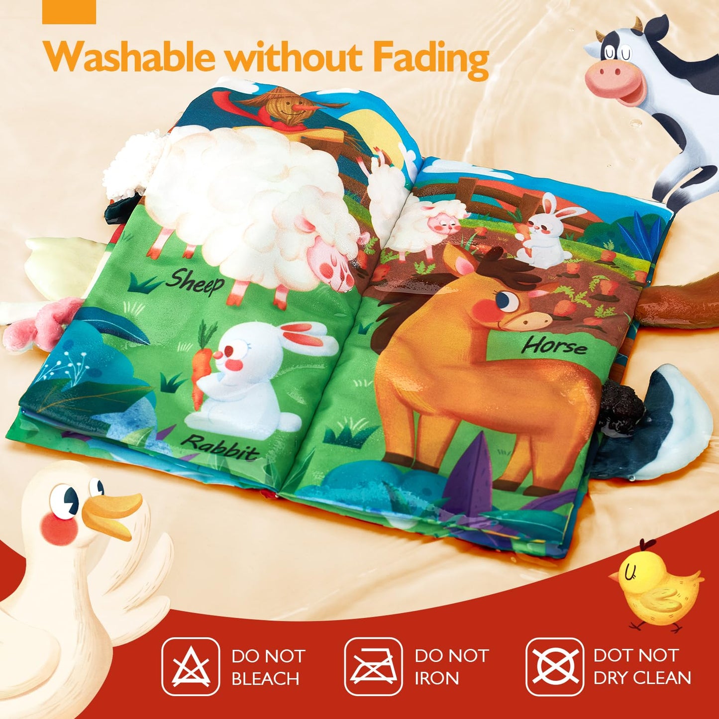 hahaland Baby Books 0-6 Months,Infant Tummy Time Toy Sensory Toys 6 to 12 Months Touch Feel Book Gifts for Boy Girl 0-3 Month Baby Shower Birthday Easter Basket Stuffers (Single)