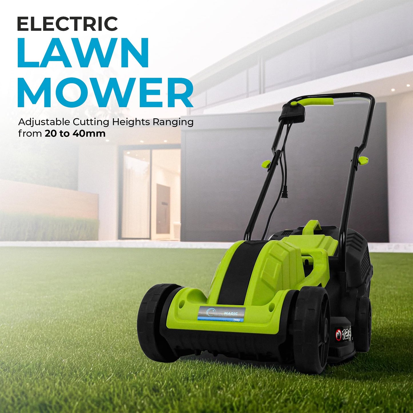 Simpli-Magic Lawn Mower, 13Inch Electric Lawn Mower Corded, 1300W Electric Powered, 3-Position Height Adjustment