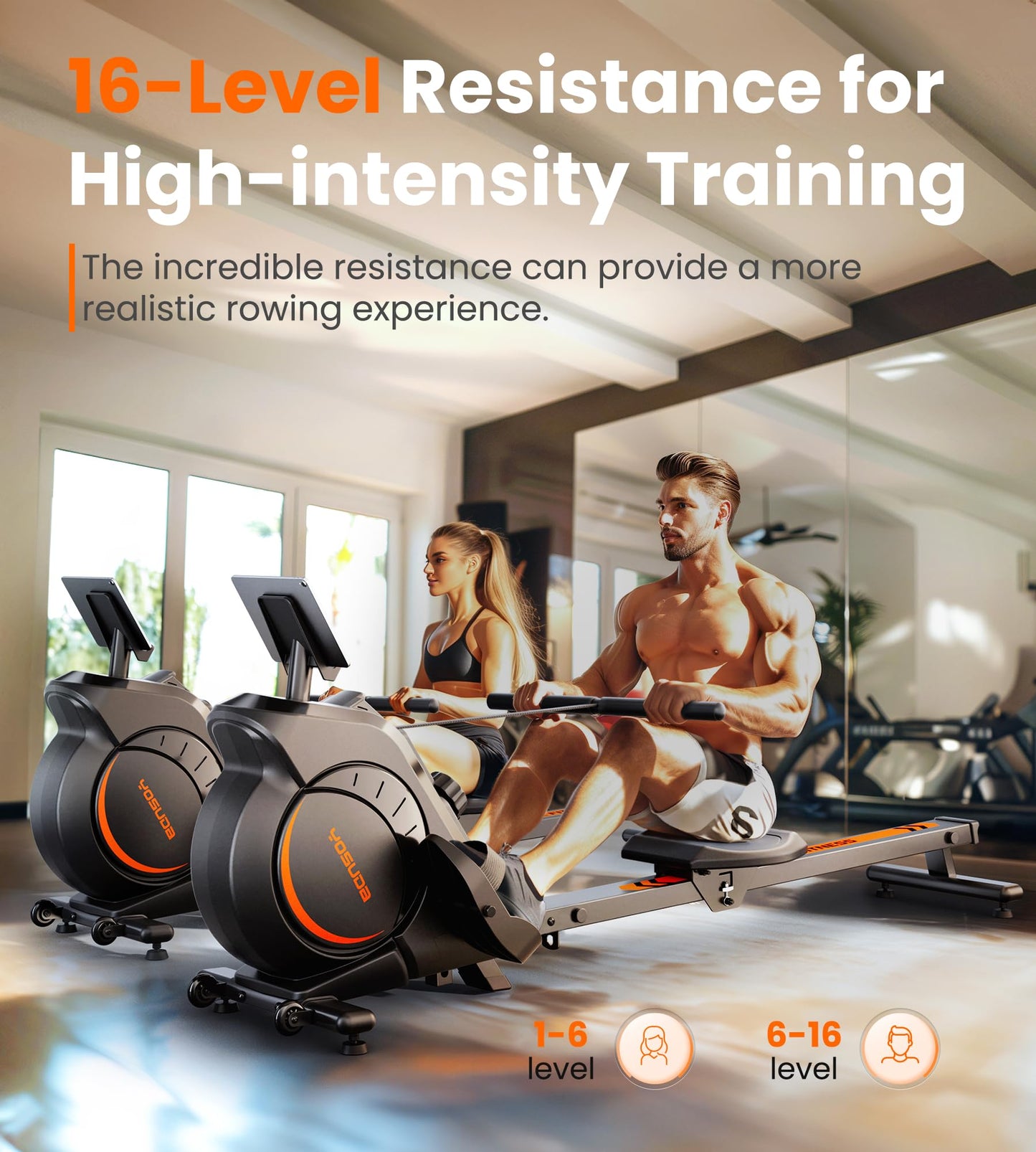 YOSUDA Magnetic Rowing Machine 350 LB Weight Capacity - Rower Machine for Home Use with LCD Monitor, Tablet Holder and Comfortable Seat Cushion
