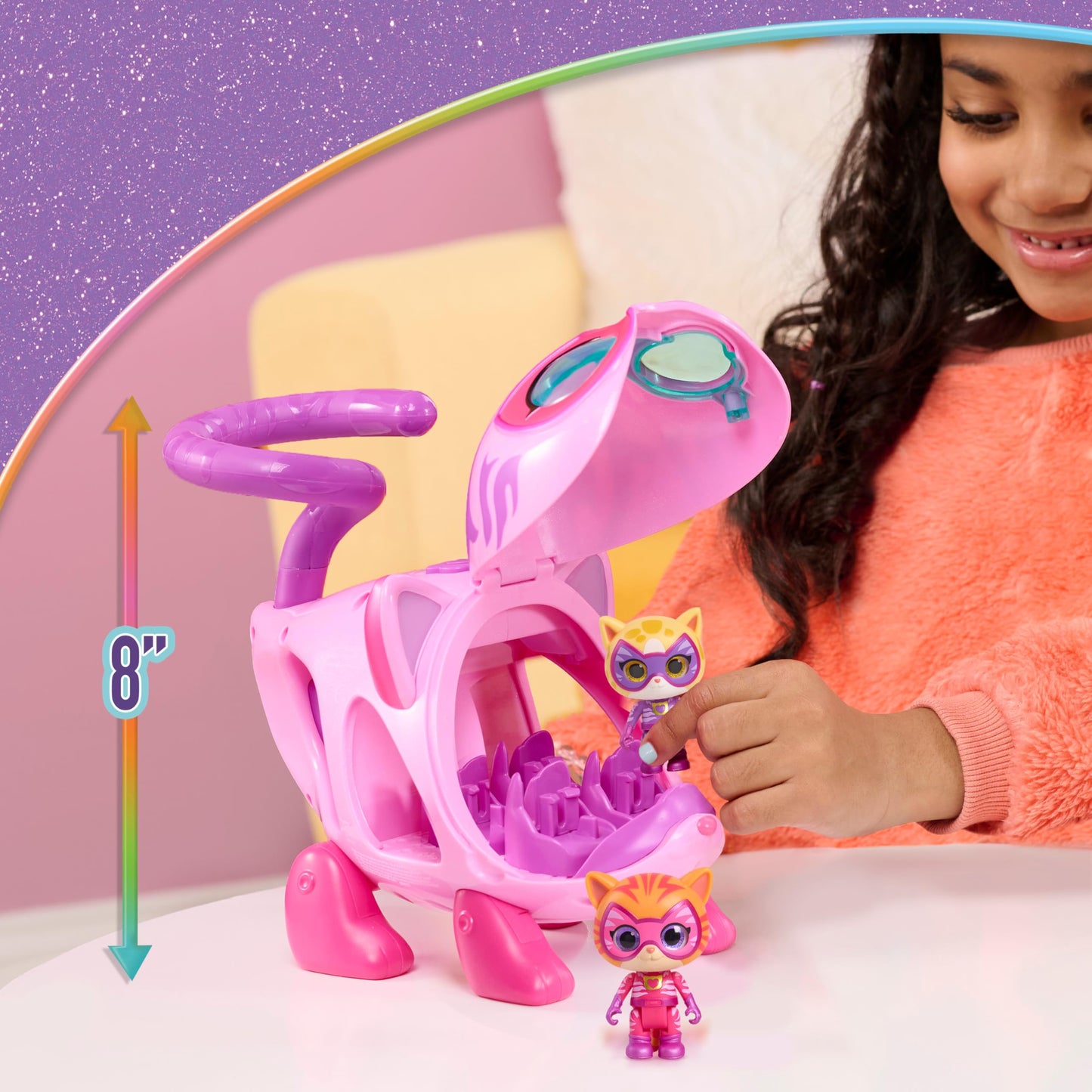 Disney Jr. SuperKitties Su-Purr Wild Kitty Copter with Lights and Sounds, 3 Pieces, Poseable Figures, Toy for Fans, Girls, Kids, Ages 3 and Up by Just Play, Kids Toys for Ages 3 Up by Just Play