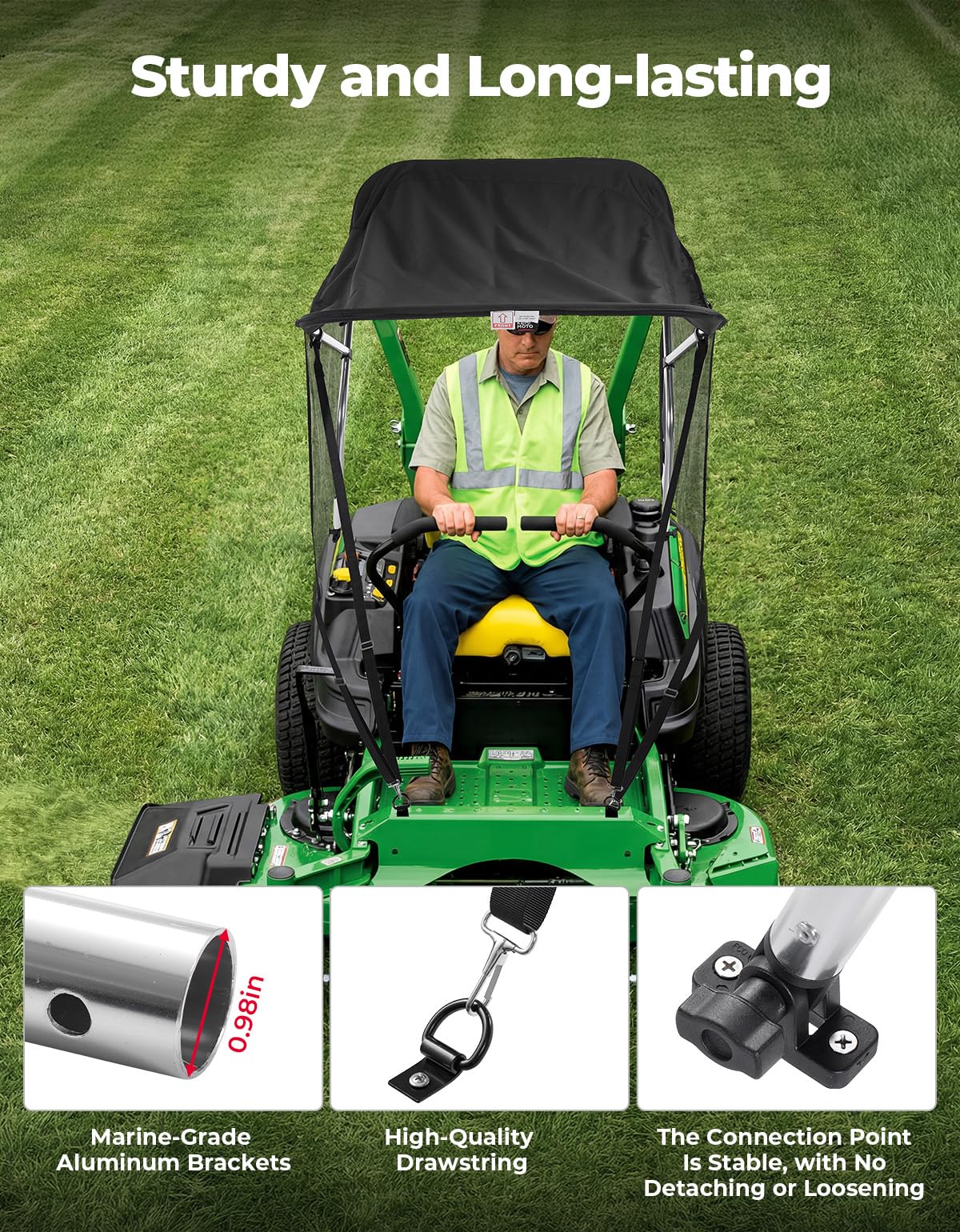 KEMIMOTO Shade Canopy for Zero Turn Lawn Mower, High Visibility Left and Right Sunshades with UV Protection, Reduce Heat and Glare, Compatible with John Deere, Cub Cadet, Kubota,Troy Bilt & Others