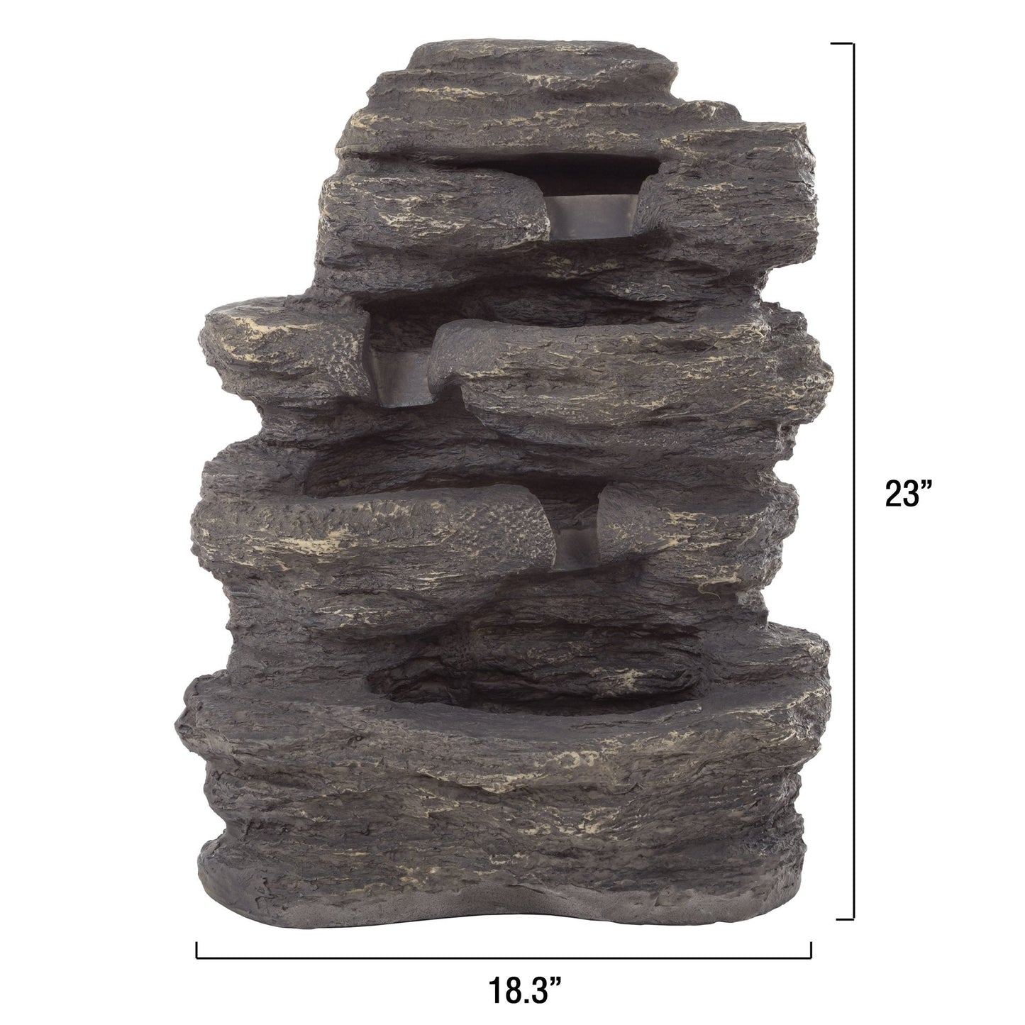 3-Tier Outdoor Water Fountain - Cascading Faux Rock Waterfall with Soothing Natural Sound for Patios, Porches, and Decks by Pure Garden (Gray Stone)