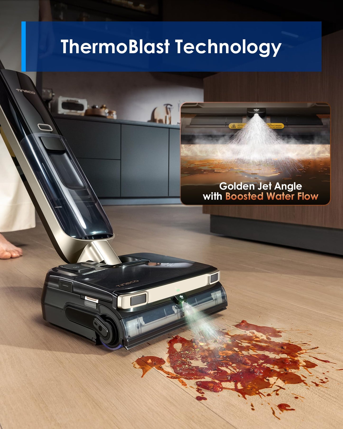 Tineco Floor ONE S9 Master Wet Dry Vacuum Cleaner, ThermoBlast Tech & Hot Water Vacuum Mop, 23kPa Suction, 65 Min Runtime, 185°F Flashdry, 3.9inch Ultra-Slim Stretch Mop
