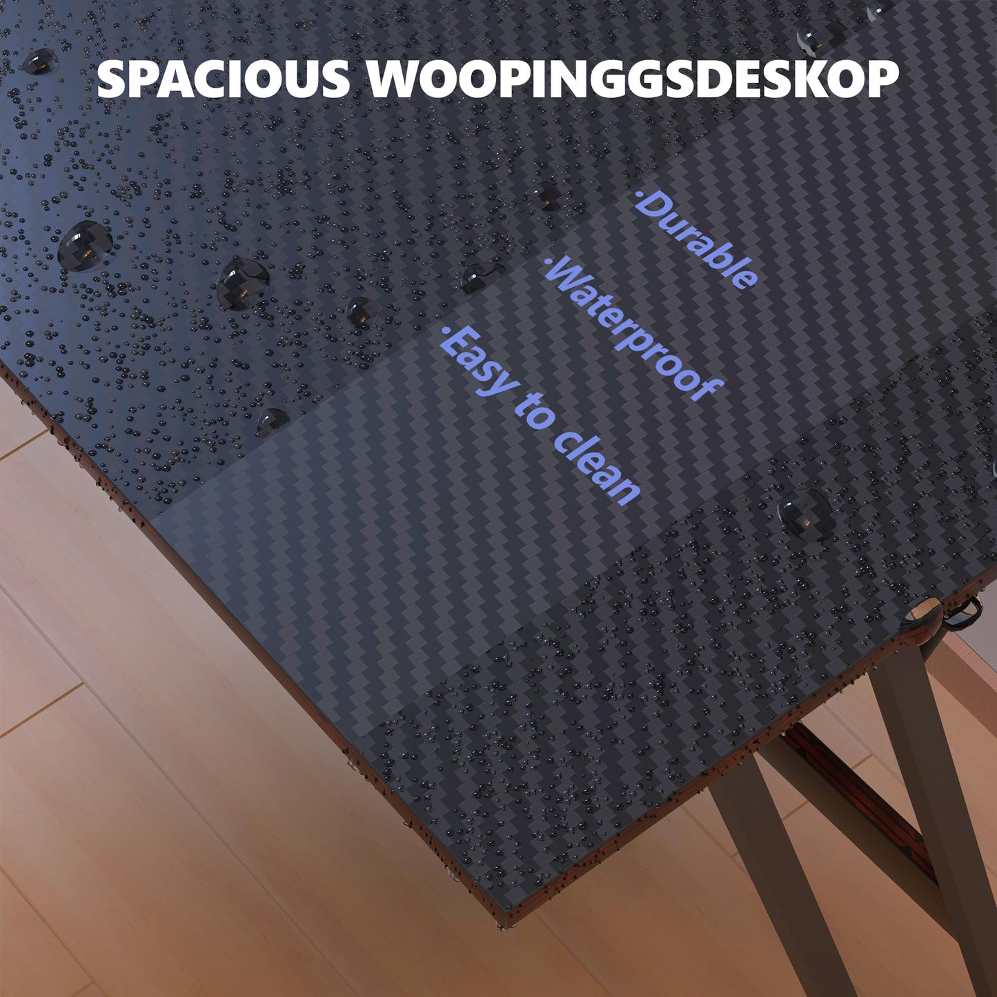 YINGCHAOJI L-Shaped Gaming Desk with Monitor Stand,Carbon Fiber Corner Computer Desk,Z-Shaped Legs Waterproof Office Workstation for Home,Easy to Assemble