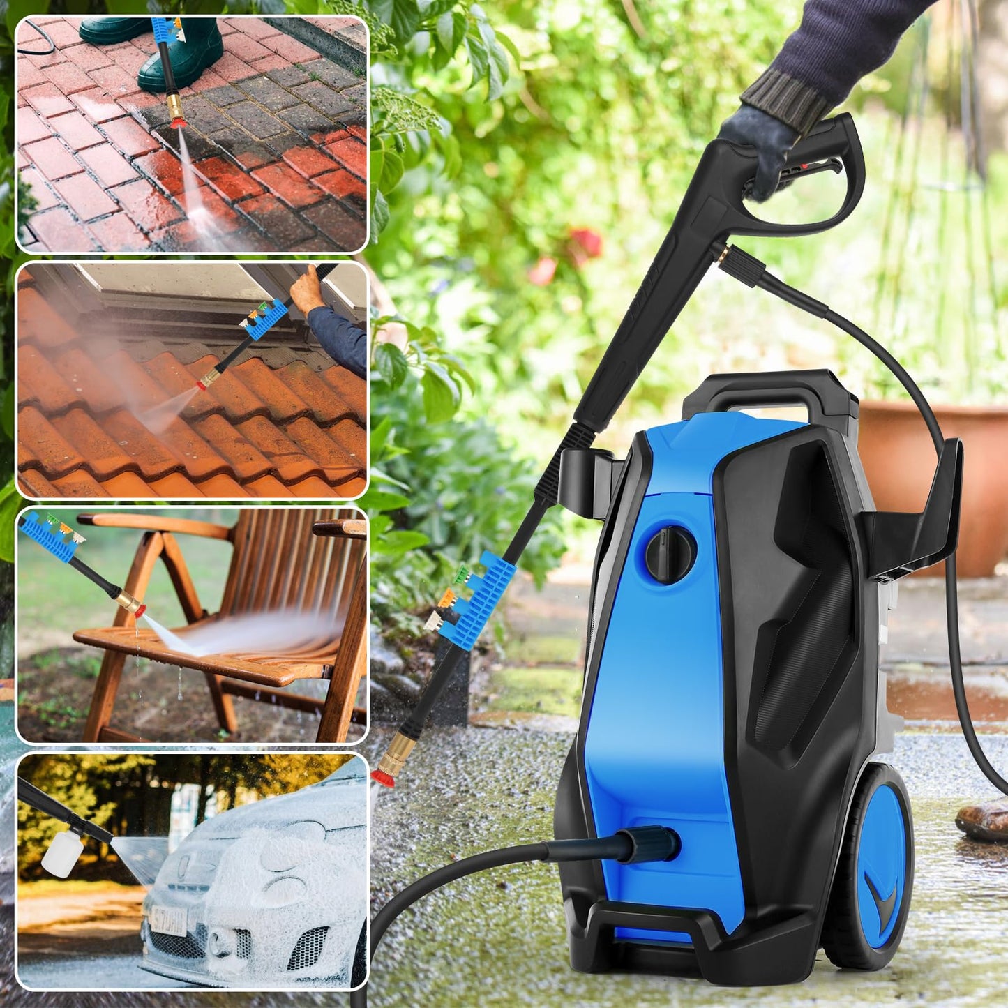 Imdot 5000PSI 4.0GPM Heavy Duty Electric Pressure Washer with 33 FT Extension Hose, 4 Quick Connect Nozzles and Foam Cannon for Cars/Fences/Driveways/Patios/Home Cleaning, Deep Blue
