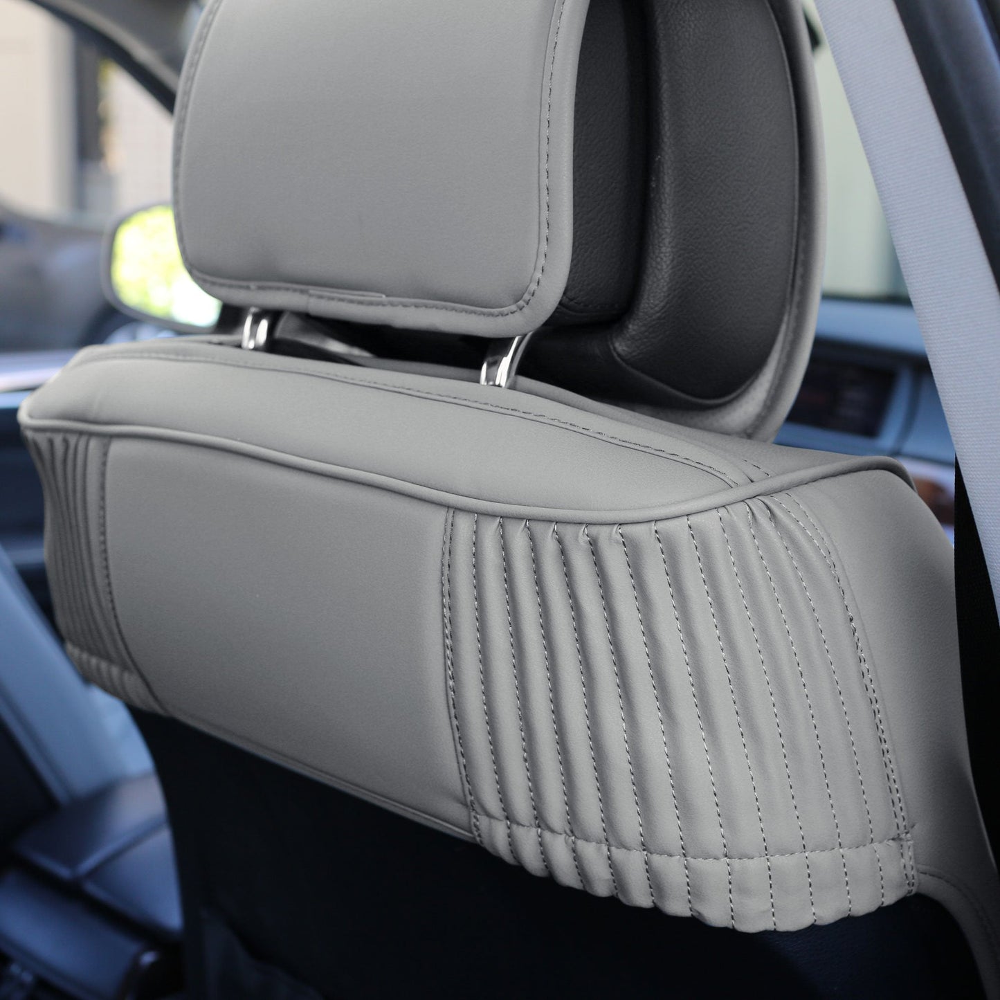 FH Group Full Set Deluxe Leatherette Car Seat Cushions for Cars Trucks, SUV, Waterproof Seat Cover Cushion, Universal Fit, Seat Protector, Solid Gray