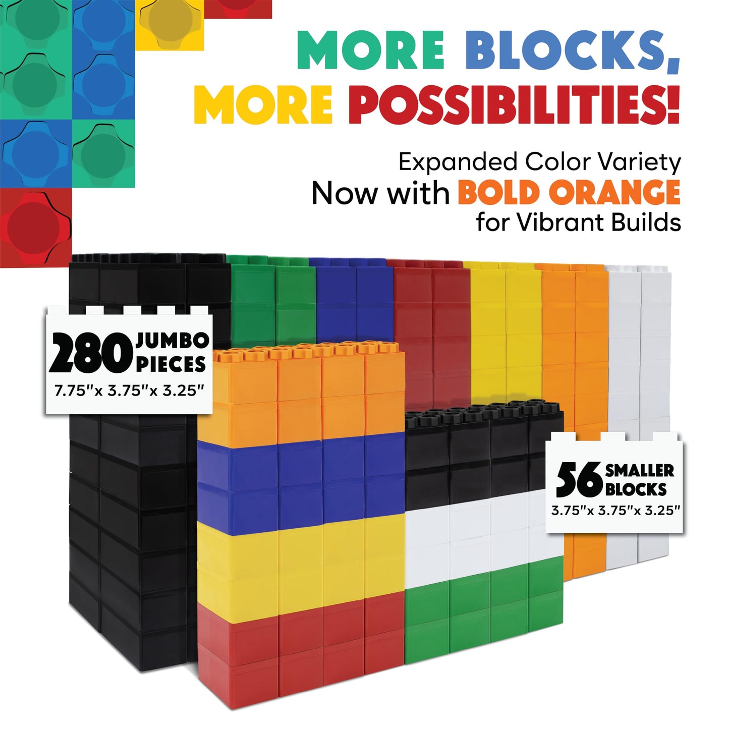 BiggoBlocks Large Building Blocks for Kids Ages 3-8 – 336 Piece Mega Set – Indoor & Outdoor STEM Toy for Boys & Girls