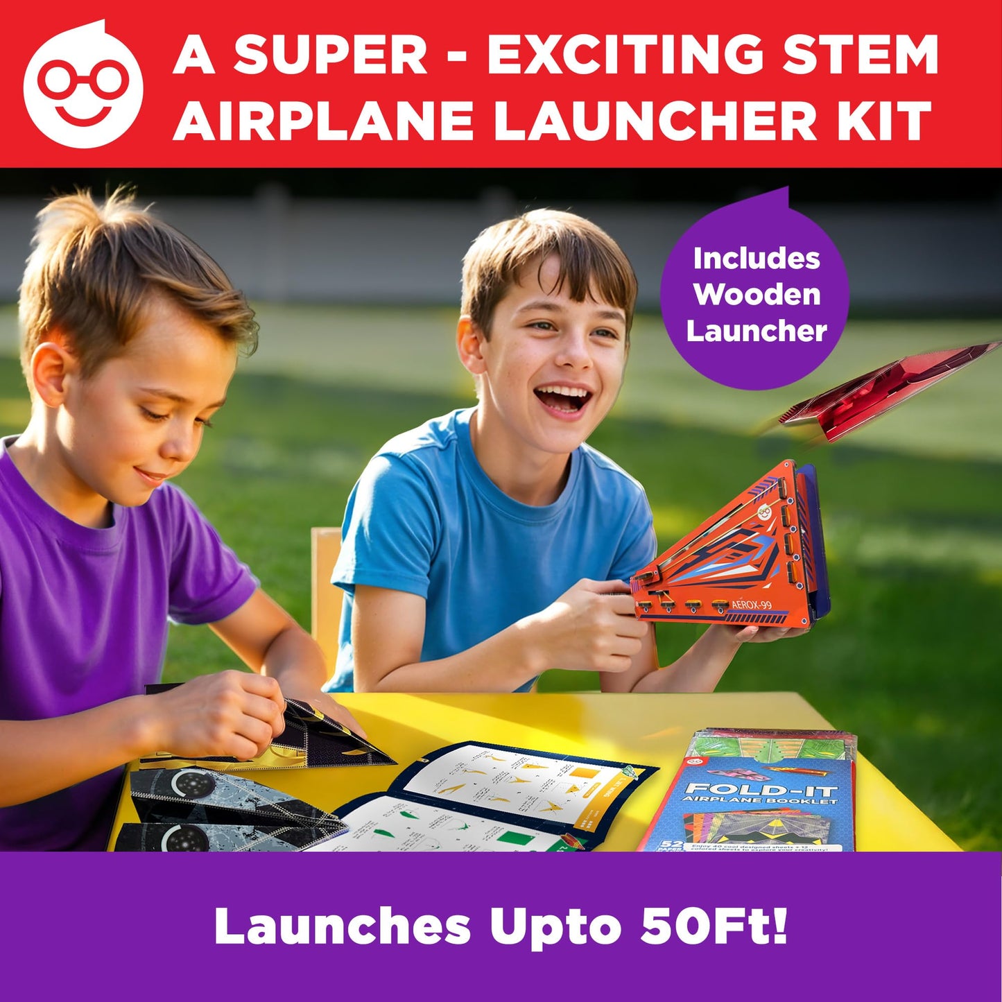 Doctor Jupiter Paper Airplane Book Kit with Launcher for Kids Ages 6+ | Toys for 6,7,8,9,10,11,12 Year Old Boys, Birthday Gift Ideas | DIY Craft Activities, 50+ Paper Airplanes