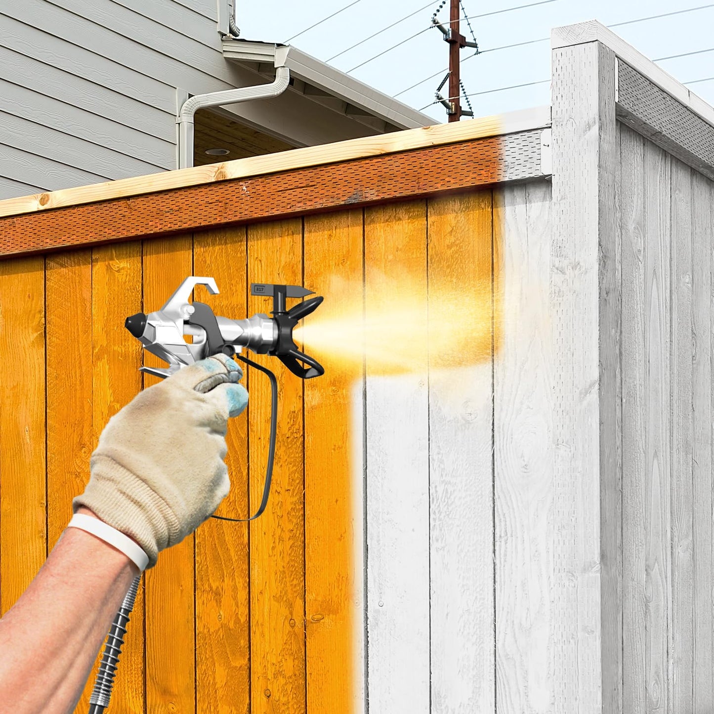 Baotree Airless Paint Sprayer, High-Pressure Electric Paint Spray Gun with Extension Rod, Thinning-Free Professional Painting Tool for Interior/Exterior Walls, Fences, Ceilings, Cabinets