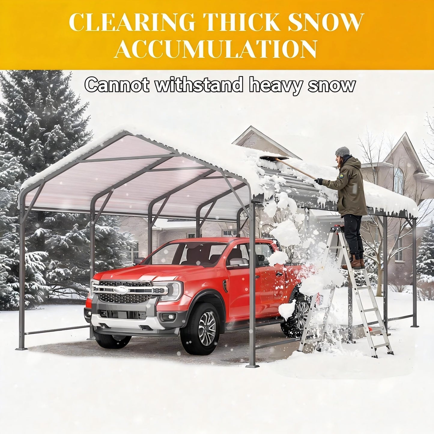 FansaFurn 12' x 20' Metal Carport, Heavy Duty Canopy with Updated Roof & Enhanced Base, Multi-Use Carport Garage for Car, Truck, Boat, Tractors, Party, Grey