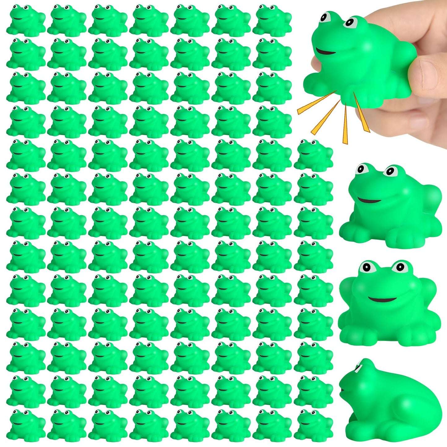 Mototo 120 PCS Rubber Frogs Little Squeaky Frogs Float Bath Toy Green Shower Swimming Bathtub Toy Easter Egg Stuffer for Hyundai Santa Cruz Jeep Game Prize Froggy Birthday Party Classroom School Decor