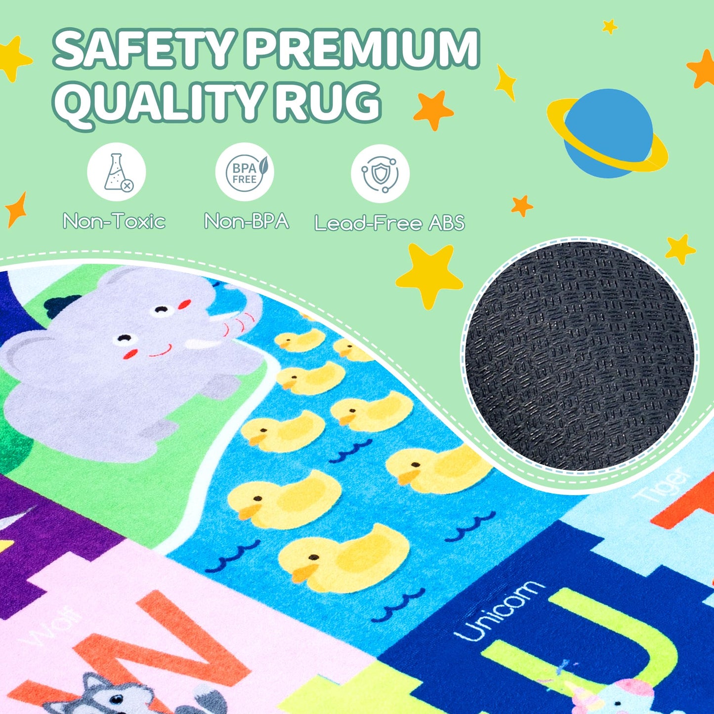 Baby Play Mat for Floor, 4x5 FT Non-Slip Nursery ABC Rug, Extra Thick Large Area Kids Rugs, Kids Mat for for Playroom Living Room Nursery Decor, Super Soft Plush Surface to Keep Safe(40"x60")