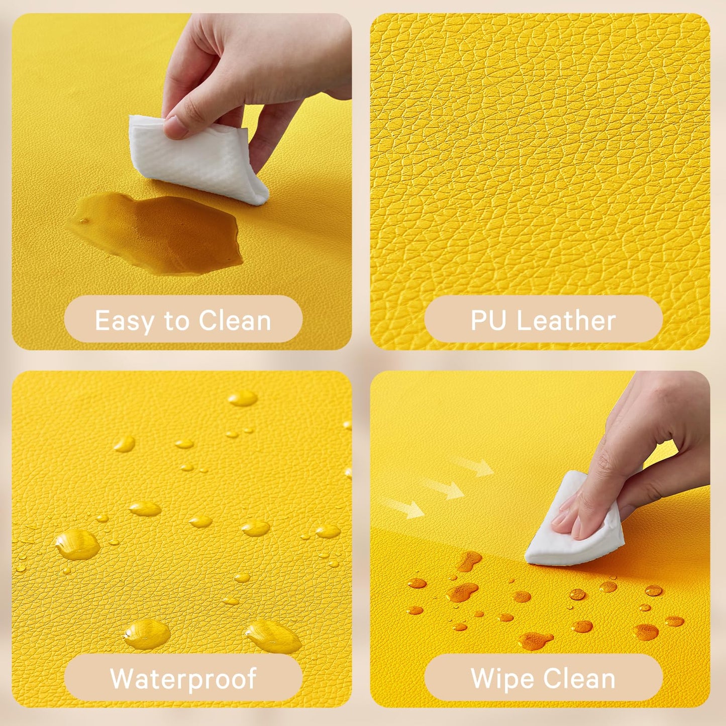 ILPEOD Waterproof Baby Play Mat for Floor Memory Foam 50 * 50 Cushion Playpen Playmat Tummy Time Crawling Mat Nursery Rug Thick Pad Create Soft & Safe Area for Infants,Toddler,Kid,Yellow