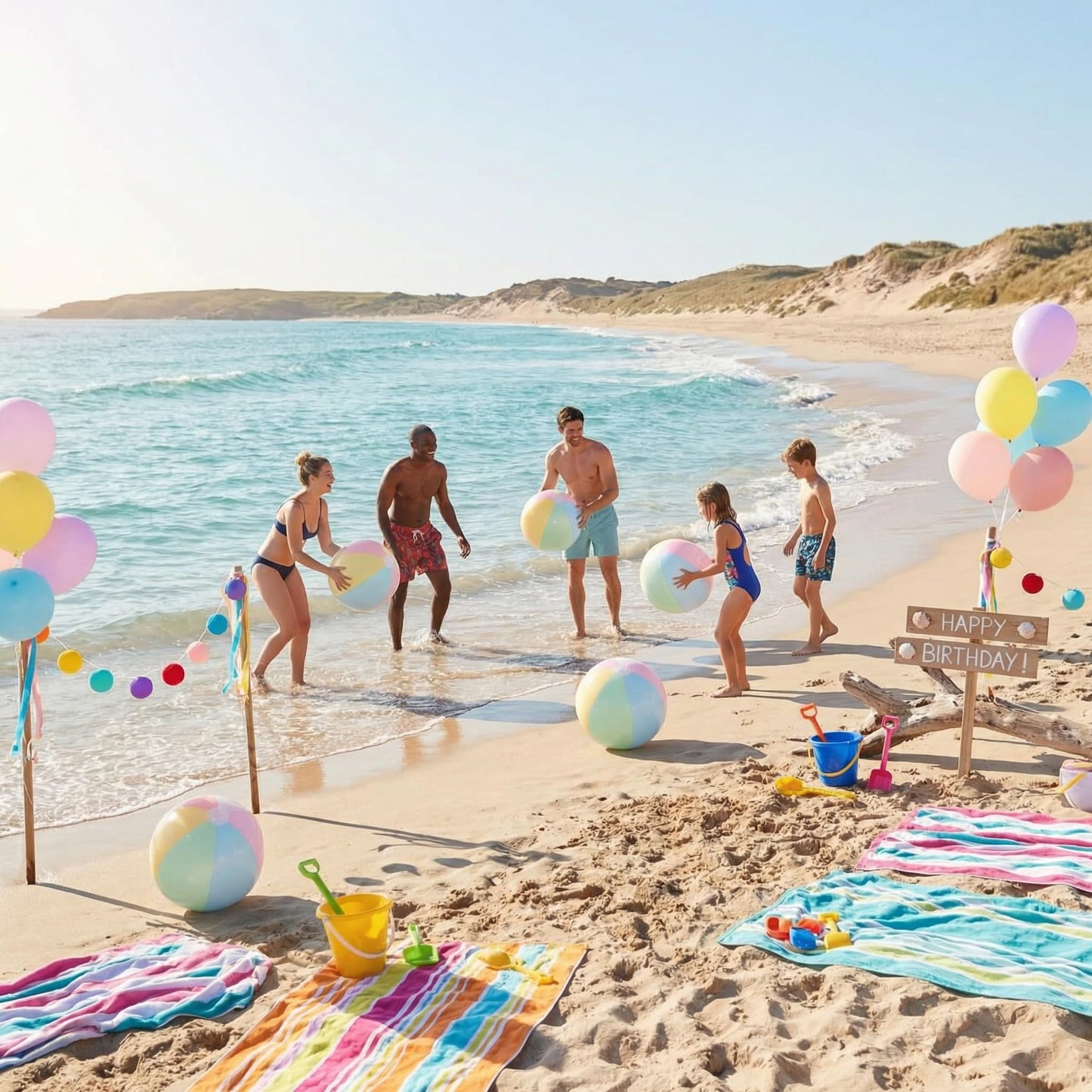 MiniInflat 24 Pcs Inflatable Pastel Beach Balls Bulk for Kids Jumbo Big Macaron Beach Balls for Adults Summer Swimming Pool Water Games Party Favor(16 Inch)