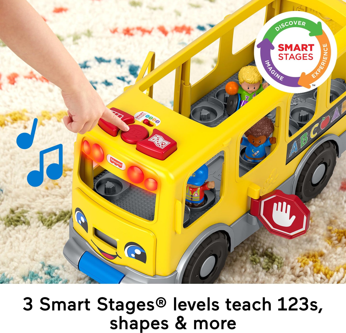 Fisher-Price Little People Toddler Toy Big Yellow School Bus & Community Heroes Set, Musical Pull-Along Vehicle & 9 Figures for Kids Ages 1+ Years