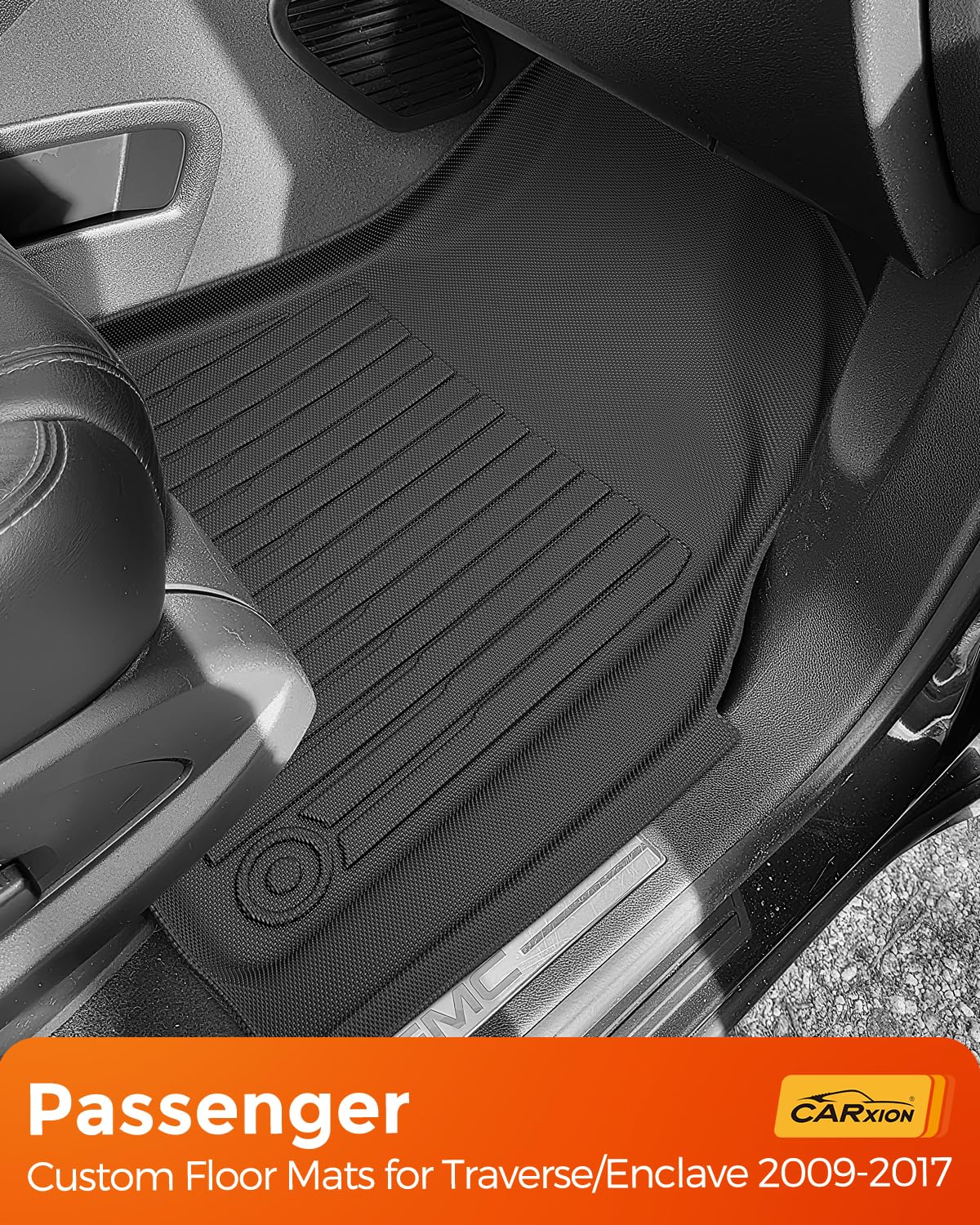 Car Floor Mats for Traverse Enclave: 2009-2017(Only with 2nd Row Bucket Seats) Cargo Trunk Liner, All Weather Rubber Accessories Tapetes Para Custom Fit for Chevy Traverse for Buick Enclave SUV Carpet