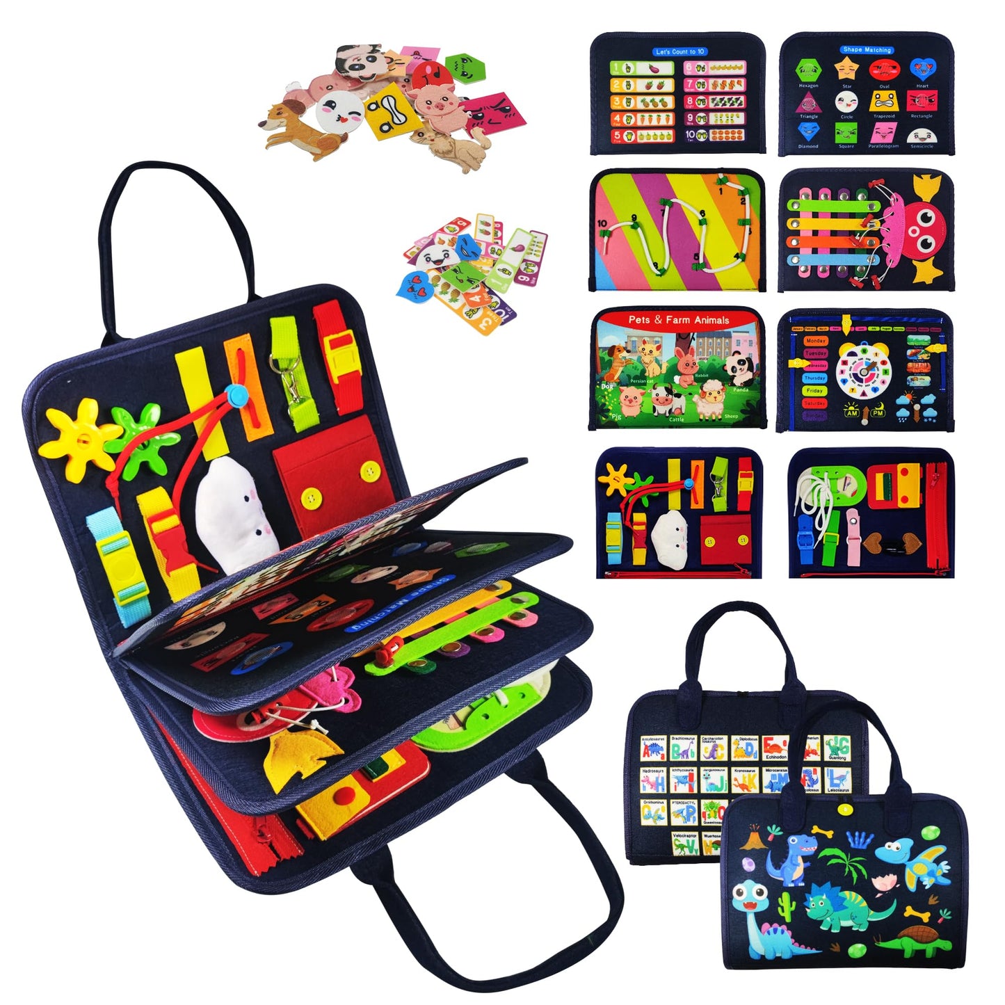 TenFans Busy Board - Montessori Toys for 3+ Year Old - Sensory Toys for Toddlers 3-5 - Gifts for Boys Learning Fine Motor Skills - Educational Activities Travel Toys for Car Airplane