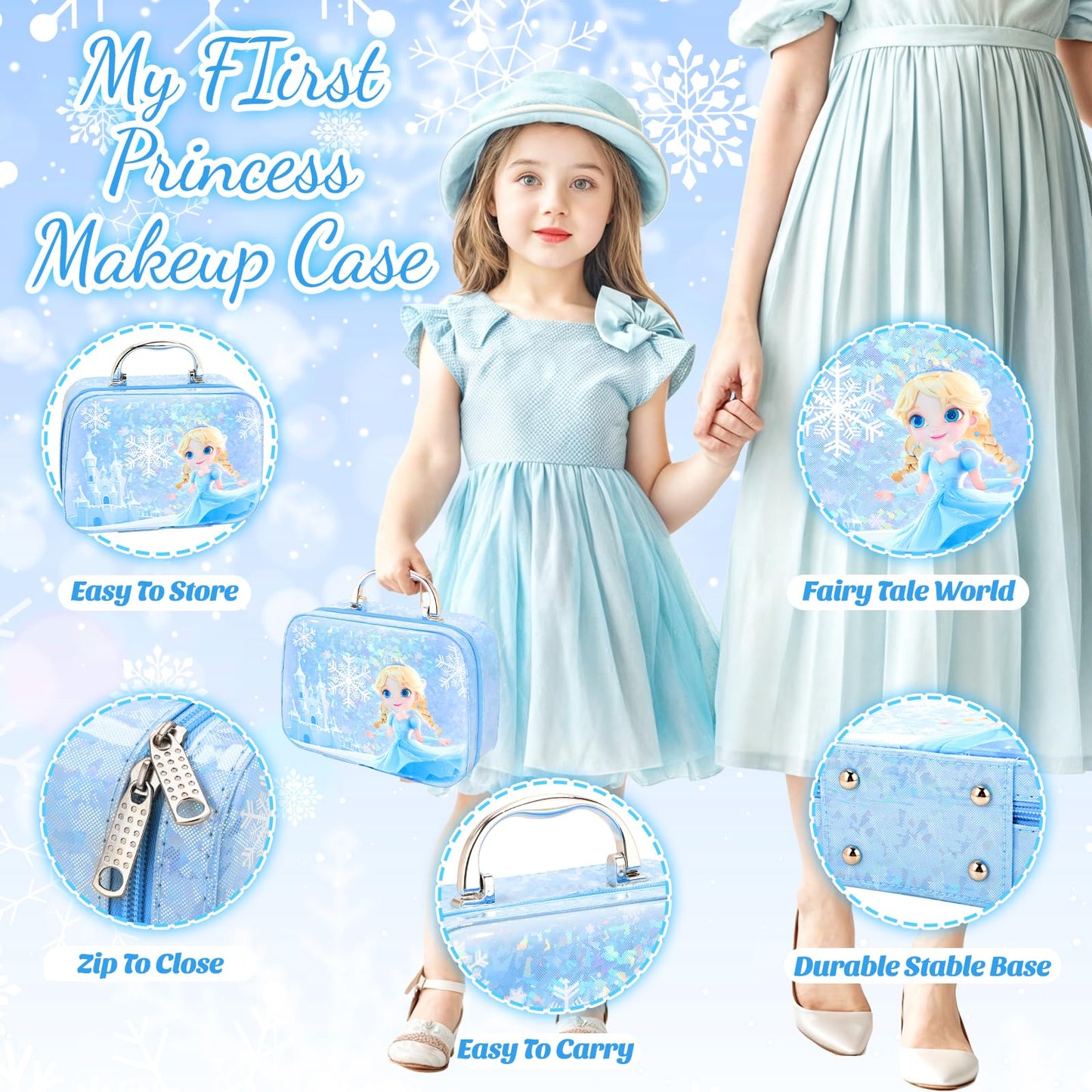 INNOCHEER Pretend Makeup for Toddlers, Toy Play Makeup Set for Kids 3-5, Toddler Makeup Kit Pretend, Frozen Toys for Kids Fake Makeup, Gifts Toys for 3 4 5 6 7+ Year Old Girls (Not Real Makeup)