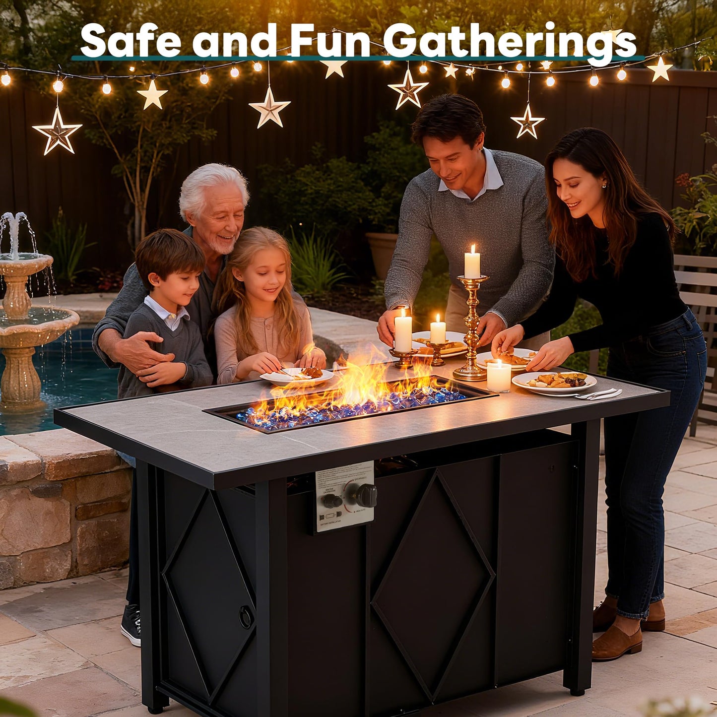 OLIXIS 43 Inch Propane Fire Pit Table, 50,000 BTU Outdoor Gas Fire Pit for Outside Patio Deck Garden Backyard Deck Balcony, CSA Certification