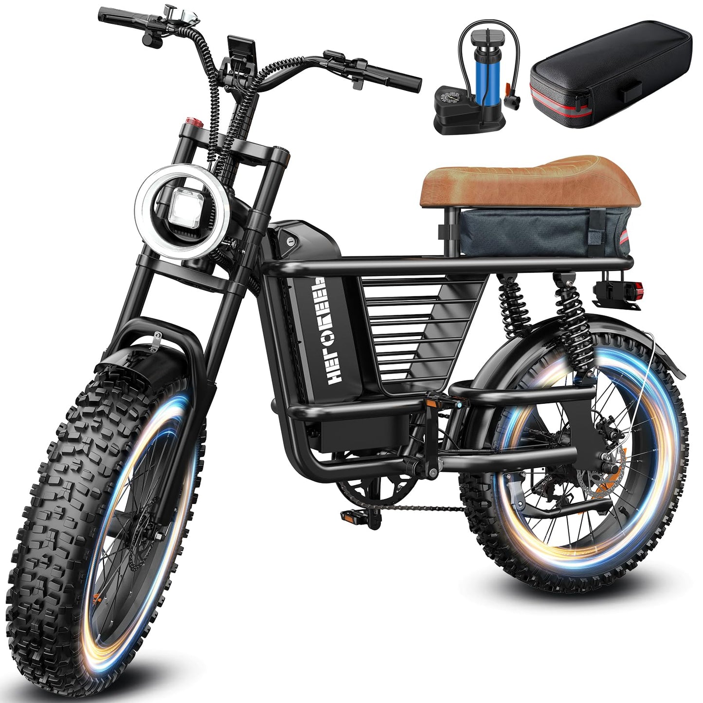Helokeep Electric Bike for Adults, 48V 15.6AH Battery with Powerful Brushless Motor, 28MPH Top Speed, UL2849 Certified with Fat Tire and Dual Shock Absorbers