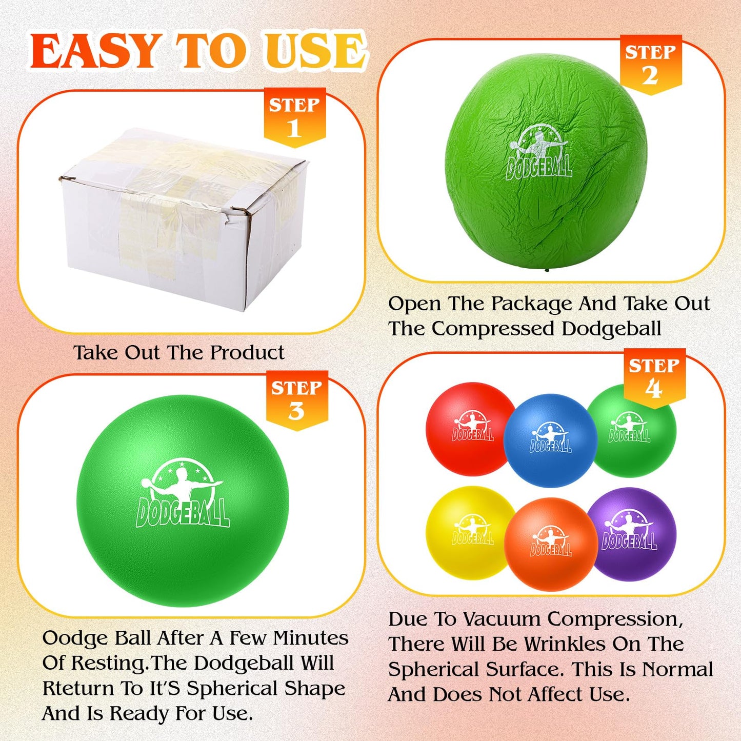 Jerify 6 Pcs Foam Dodgeball Set 8 Inch Soft Skin Playground Dodgeballs Bulk, Low Density Foam for Non Sting GaGa Pits, Dodgeball, Sports Equipment for Kids and Adults