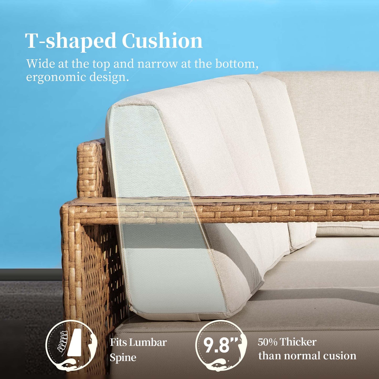 SUNSHINE VALLEY 2 Pieces Patio Furniture Set,Outdoor Rattan Wicker Armchirs and Ottomans with 10''Ultra-Thick Cushions,All Weather Patio Conversation Set for Lawn Garden Backyard,Beige