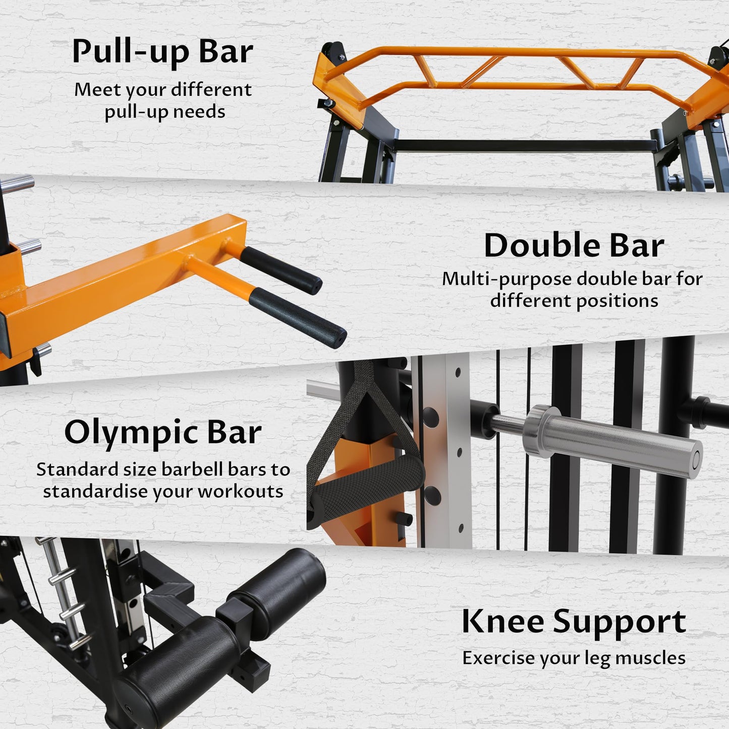 Fitvids Machine Power Rack Home Gym with Pulley System and Cable Crossover, Squat Rack and LAT Pulldown, Functional Trainer, Leg Extension and Curl for Full Body Strength Training