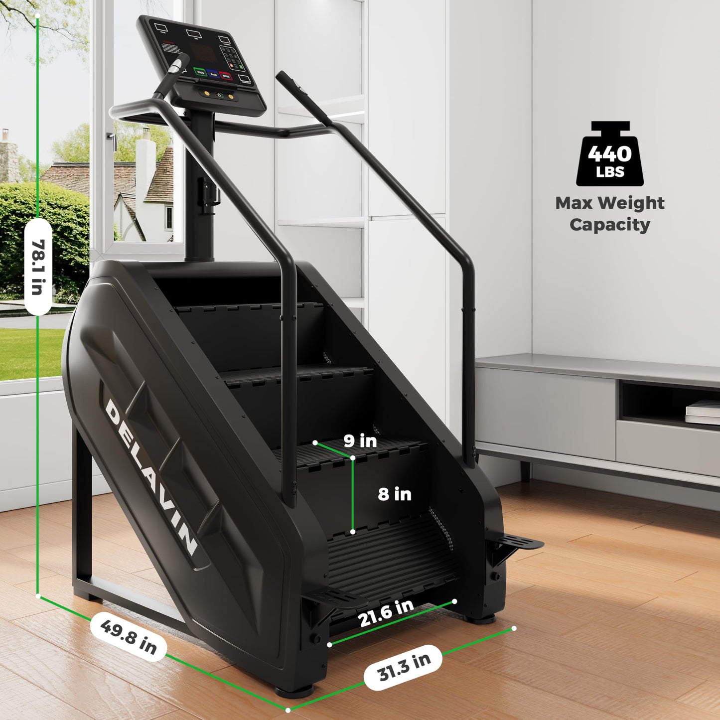 DELAVIN Stair Stepper with LED Screen, Commercial Grade Stepper Machine with 15 Speed Levels, Stepmill Exercise Machine with 440 LBS Capacity, Stair Climber for Cardio and Lower Body Workouts (FBA)