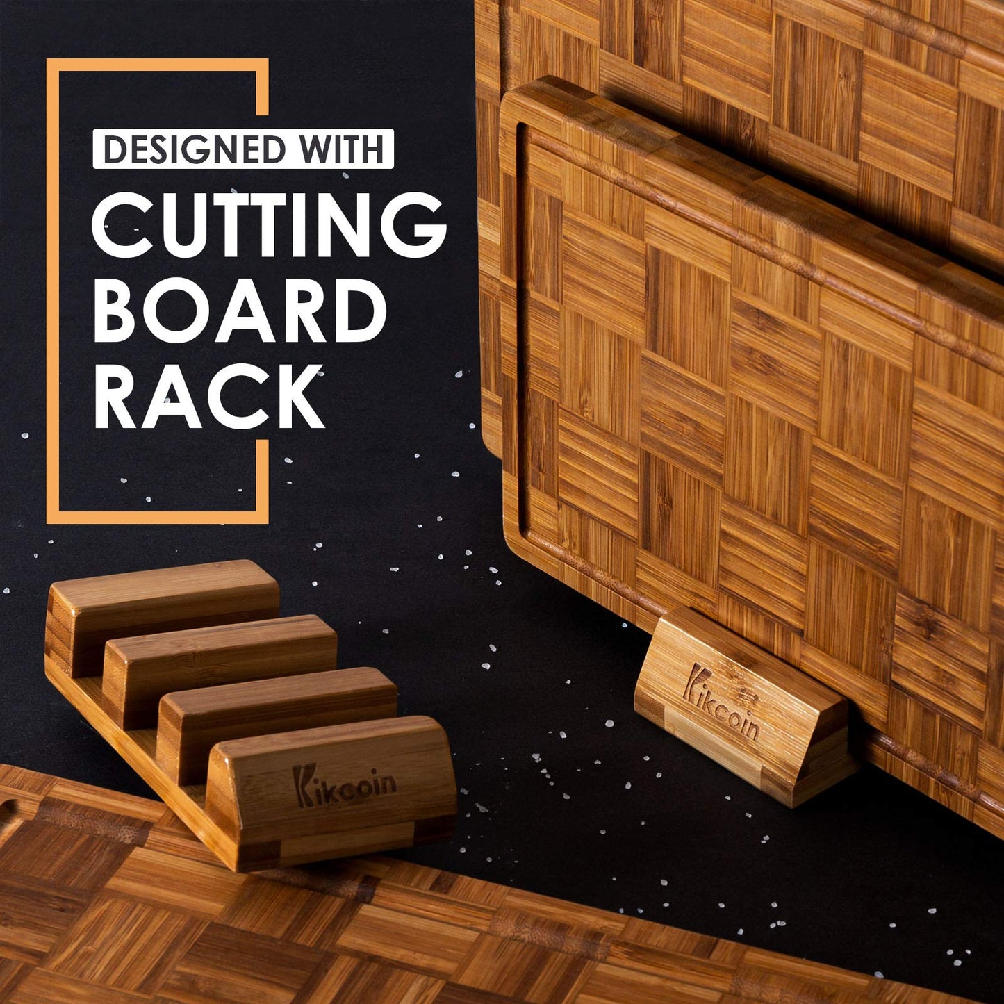Kikcoin Extra Large Bamboo Cutting Boards, (Set of 3) Chopping Boards with Juice Groove Bamboo Wood Cutting Board Set Butcher Block for Kitchen, End Grain Serving Tray (Pack of 2)