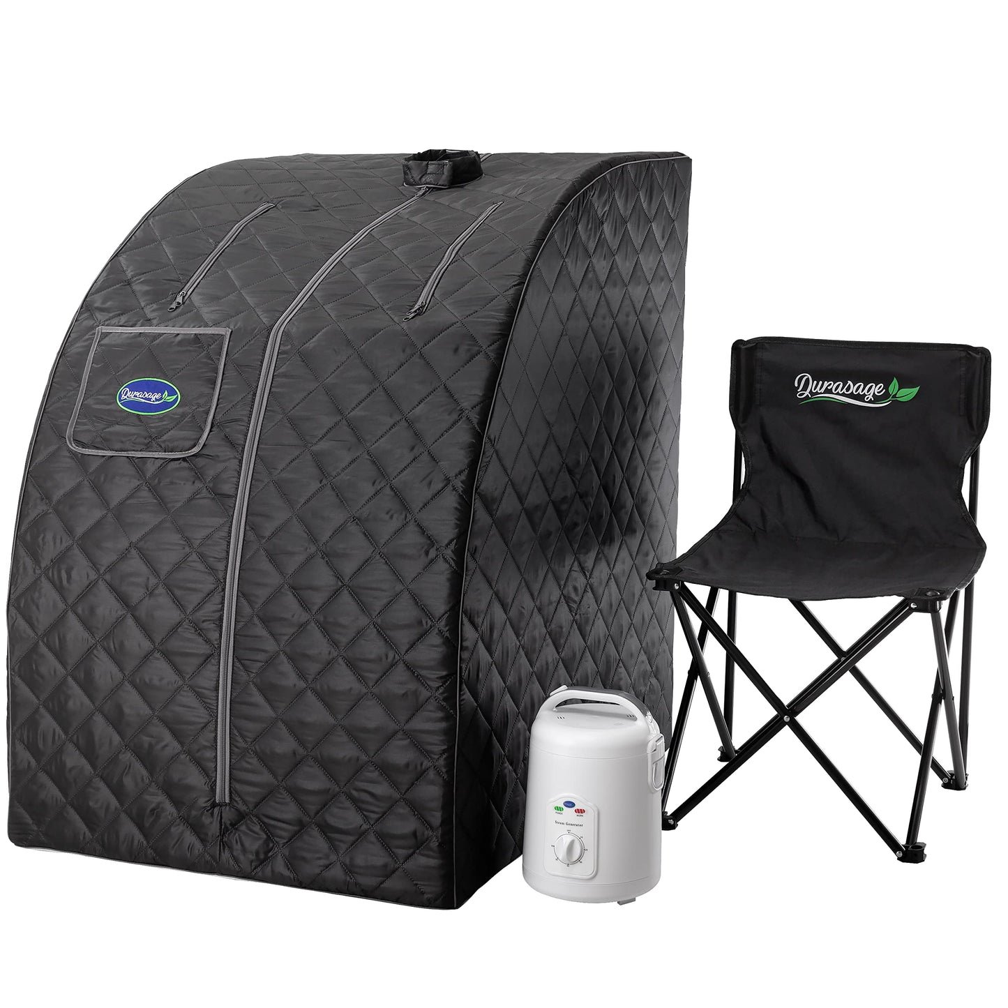 Durasage Lightweight Portable Personal Steam Sauna Spa for Relaxation at Home, 60 Minute Timer, 800 Watt Steam Generator, Chair Included (Black)