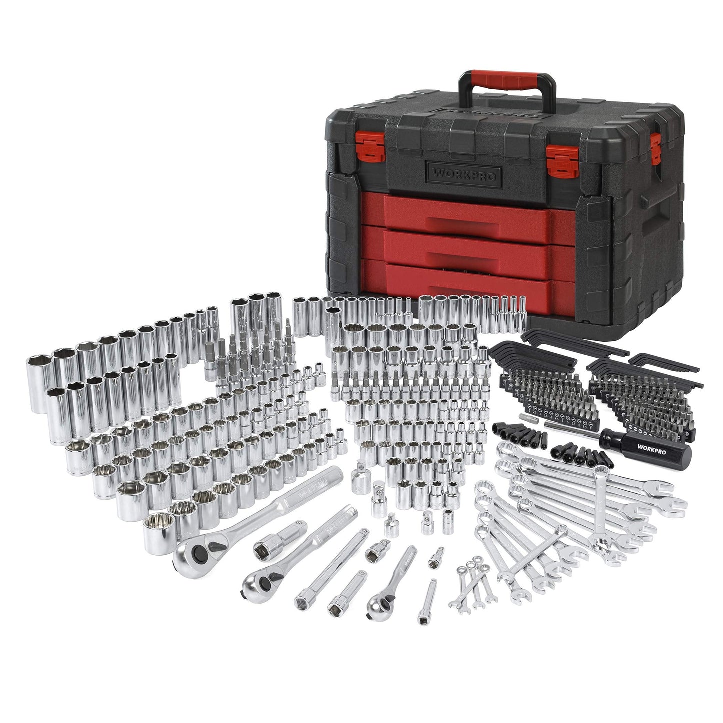 WORKPRO 450-Piece Mechanics Tool Set 1/2" Drive Air Impact Wrench