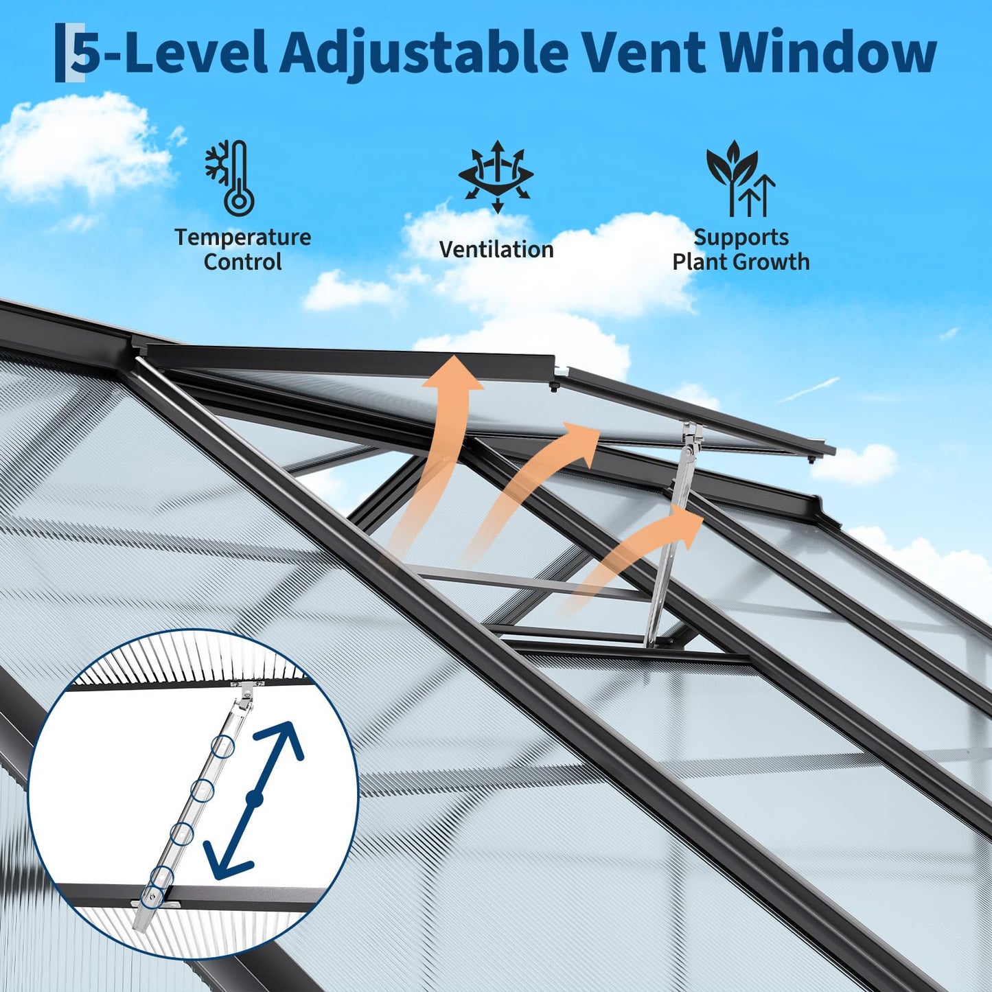 12x8 FT Greenhouse, Greenhouses for Outside, Polycarbonate Greenhouse with Aluminum Frame, Lockable Door and Ajustable Roof Vent for Backyard, Green Houses for Outside Garden Backyard, Patio