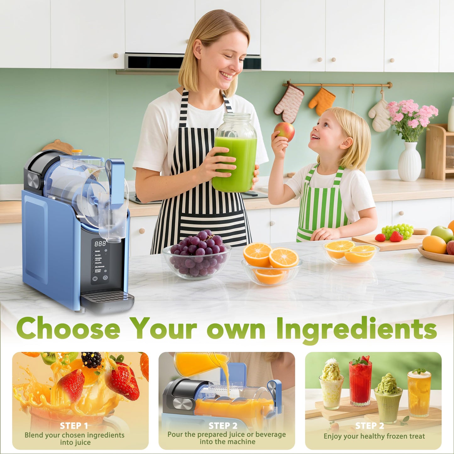 Slushie Machine, Slushy Machine for Home, Frozen Margarita Machine No Ice Needed,5 Preset Programs, for Frozen Drink Maker, Milk Shakes, Slush, Cocktail, Juices