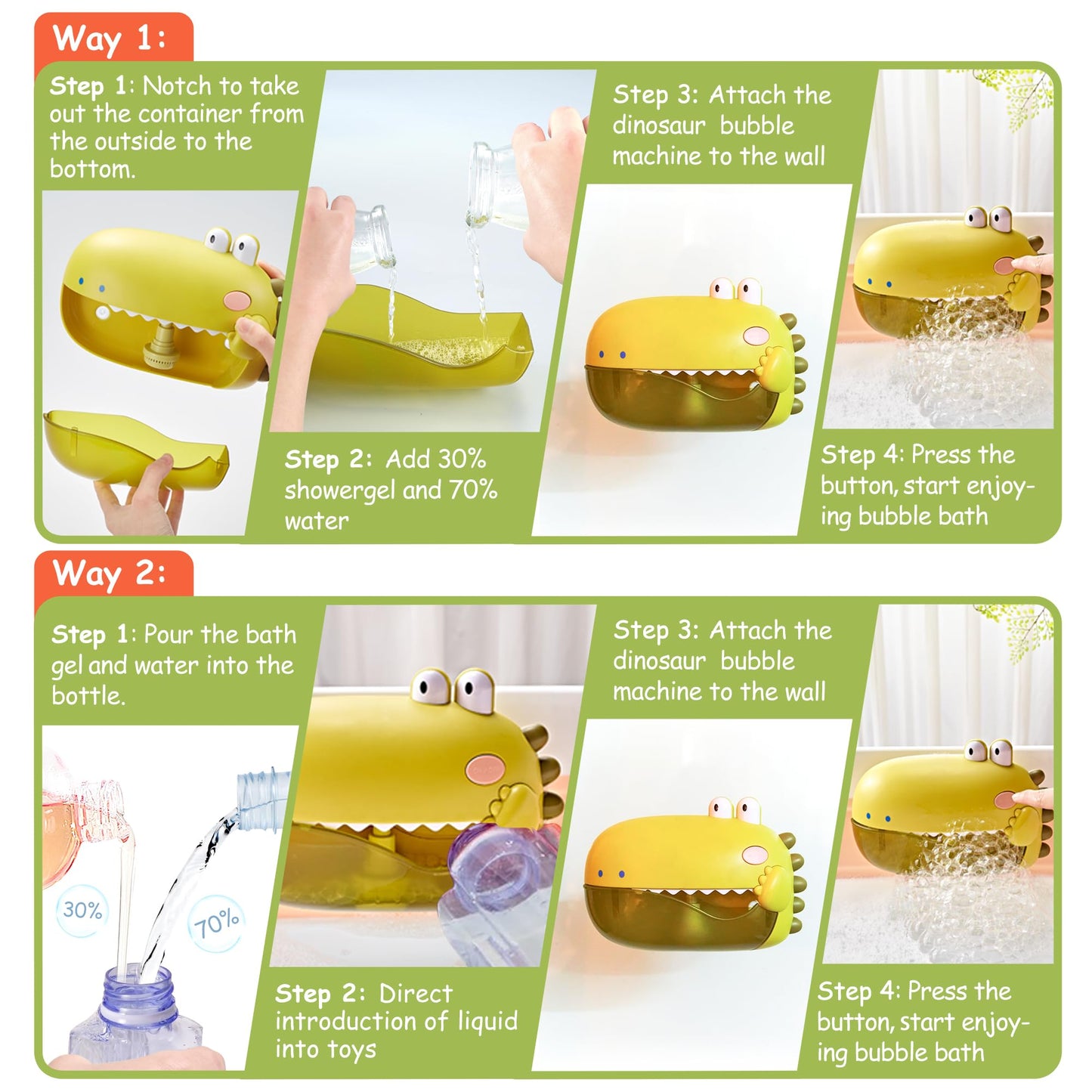 Grechi Dinosaur Bath Toys,Baby Bath Toys for The Baby Bathtub,Toddler Automatic Bubble Machine,Plays 12 Children’s Songs, Makes Great for Toddlers Age 2 3 Year Old Girl Boy