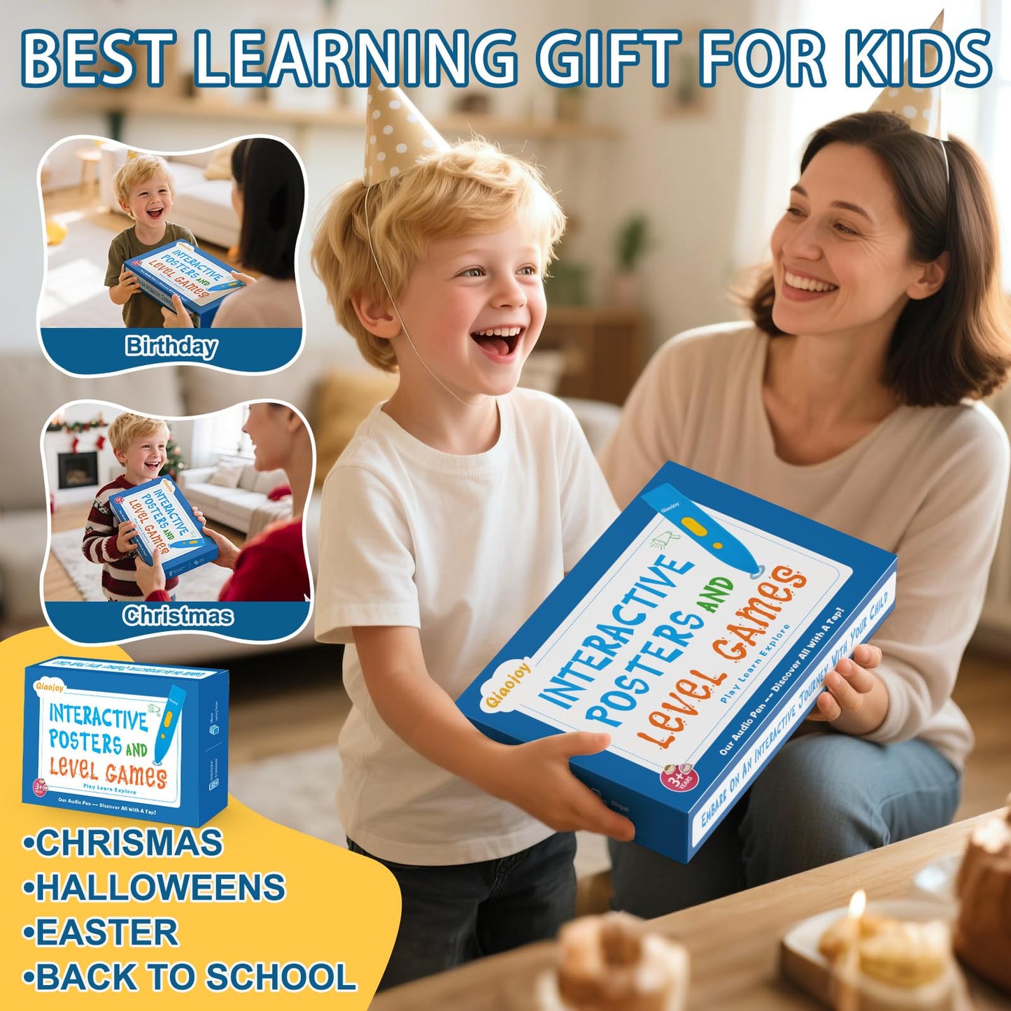 Bilingual Interactive Kids Talking World Map & Dinosaur Poster for Kids Learning and Educational Toys, Talking Educational Toys for 3 to 12 Years Old Girls/Boys, Preschool Learning Chart