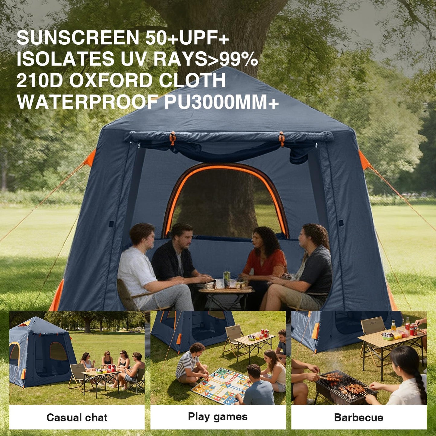 2-3 Person Inflatable Camping Tent, Waterproof Blow Up Tent with Electric Air Pump for Easy Inflation Setup, Portable Outdoor Glamping Tent for Adults Camping & Hiking，Grey