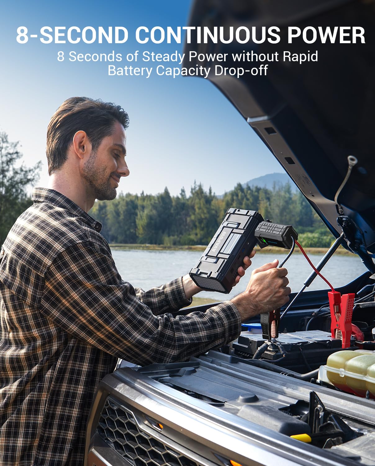 AVAPOW 6000A Car Battery Jump Starter(for All Gas or up to 12L Diesel) Powerful Car Jump Starter with Dual USB Quick Charge and DC Output,12V Jump Pack with Built-in LED Bright Light