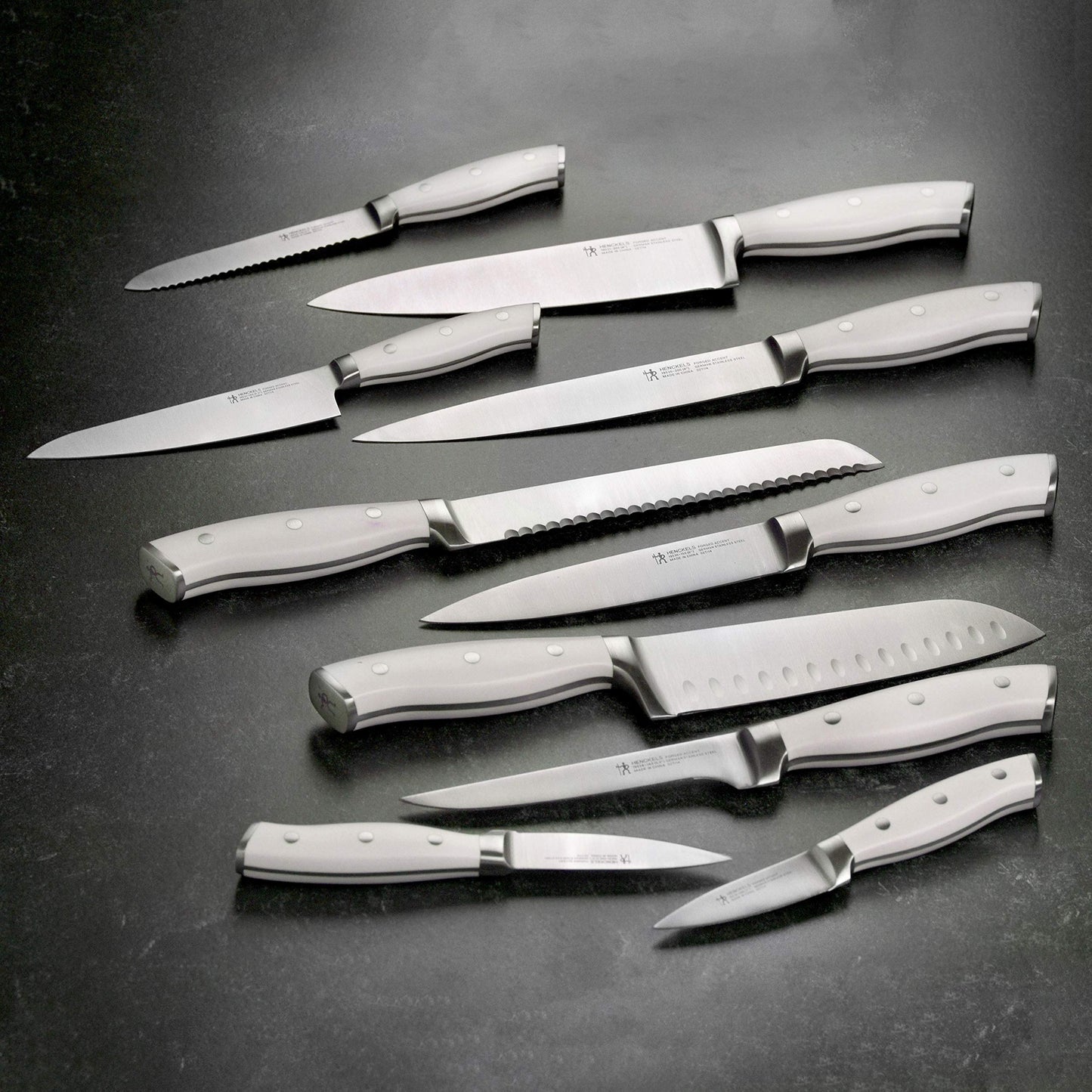 Henckels Forged Accent 20 Piece Self Sharpening Knife Block Set - Off-White Handles