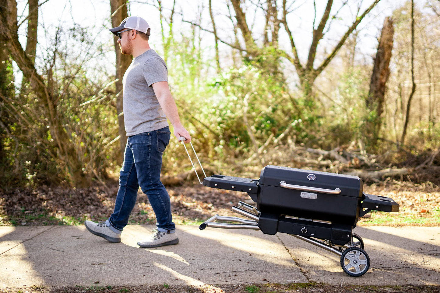 Masterbuilt® Electric Portable Charcoal Grill and Smoker with SteadyTemp Analog Temperature Control, Collapsible Cart and 200 Cooking Square Inches in Black, Model MB20040722