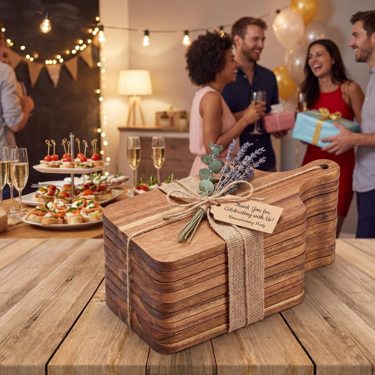 Zubebe 50 Pcs Mini Charcuterie Boards Bulk, 11 x 5 Inch Wooden Cutting Board with Handle Thick 0.31" Blank Boards for Laser Engraving, Wedding Favors Bridal Shower Party Gifts (Acacia)
