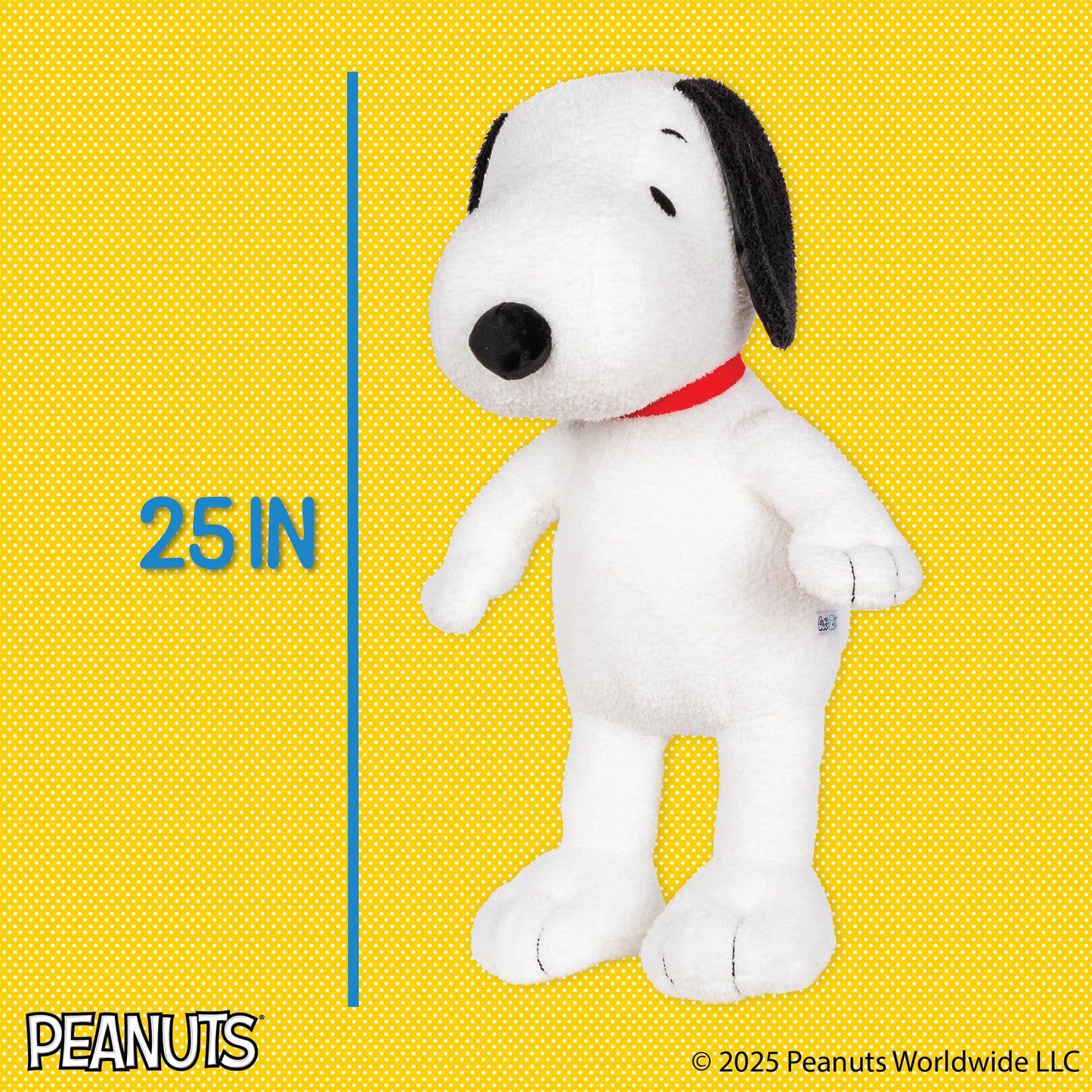Kids Preferred Peanuts Snoopy Cuteeze Plush, Embroidered Details & Crinkle Feet, Stuffed Animal Toy for Baby and Toddler Boys & Girls - 25 Inch Size