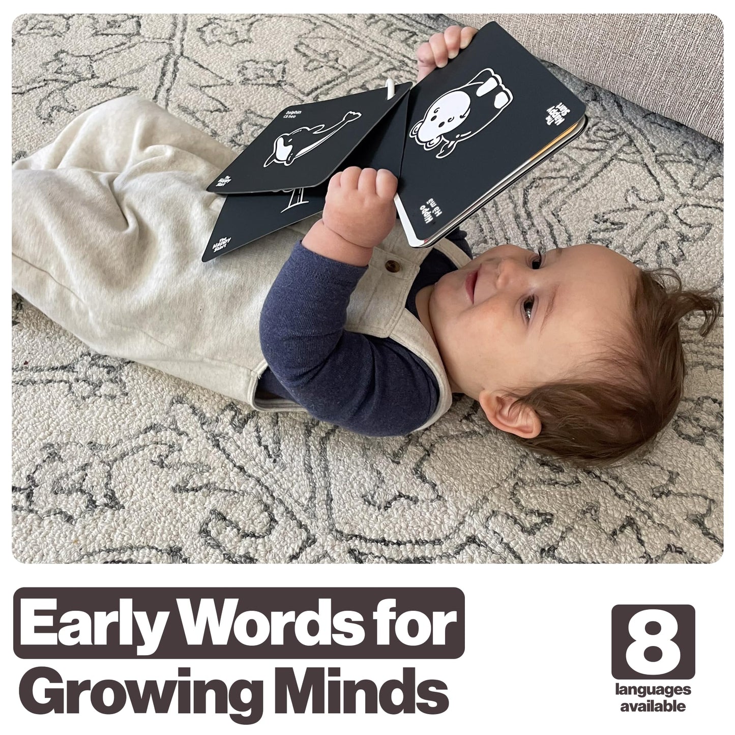 Happy Start High Contrast Baby Cards for Newborns - Black & White Cards, Water-Resistant, BPA-Free, Portable Educational Flashcards for Visual Stimulation, Award-Winning, Ages 0+(English & Vietnamese)