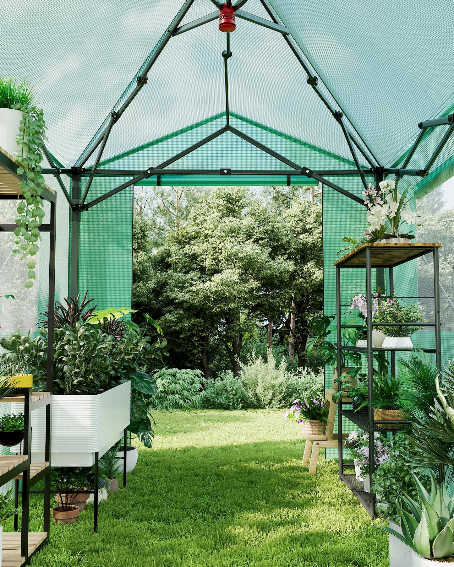 8x6 FT Walk in Green Houses for Winter, Popup Greenhouse Kit,Steel Frame Hot Houses, Roll-Up Zipper Door for Flowers, Vegetables, Saplings, Tropical Plants, Green