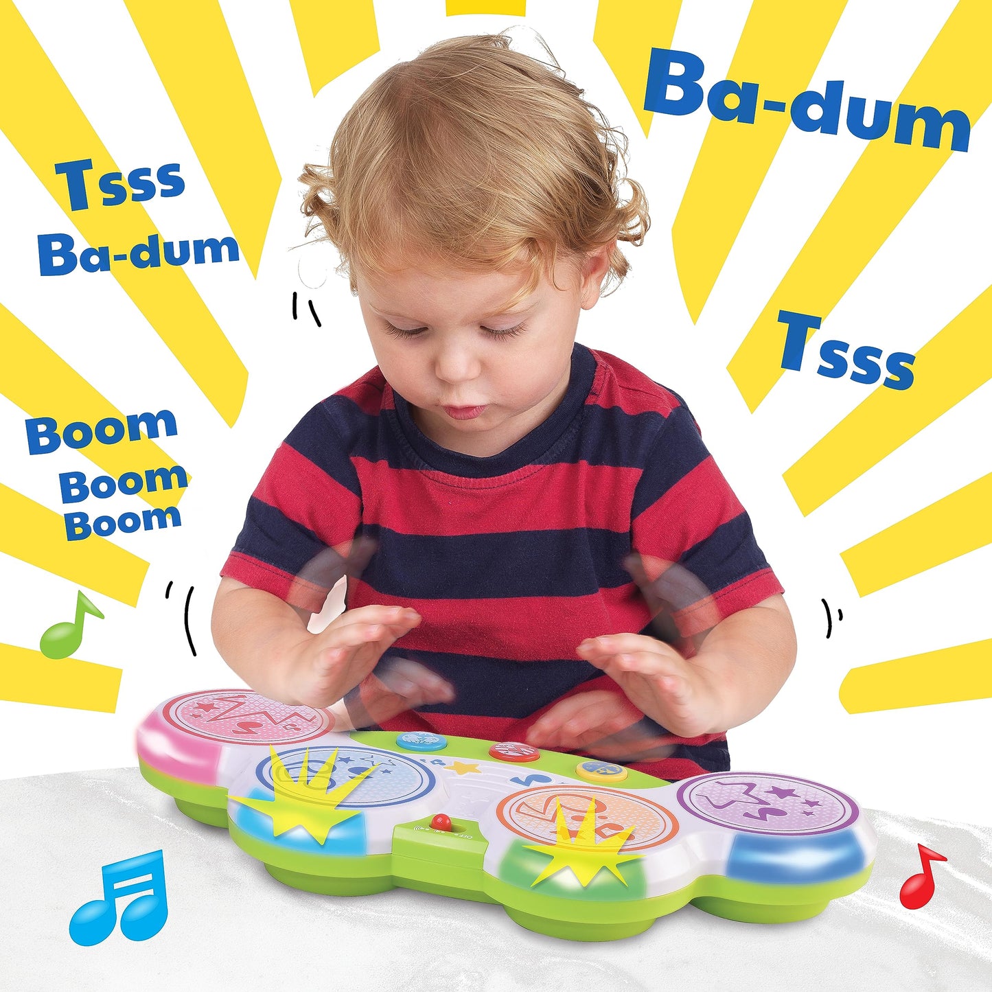 HAP-P-KID Magic Touch Drum, Toddler Light Up Music Bongos Toy, Infant Touch Sensor Musical Instrument Baby Drum, Birthday for 9 12 18 24 Month, 1 2 3 Year Old Boys Girls