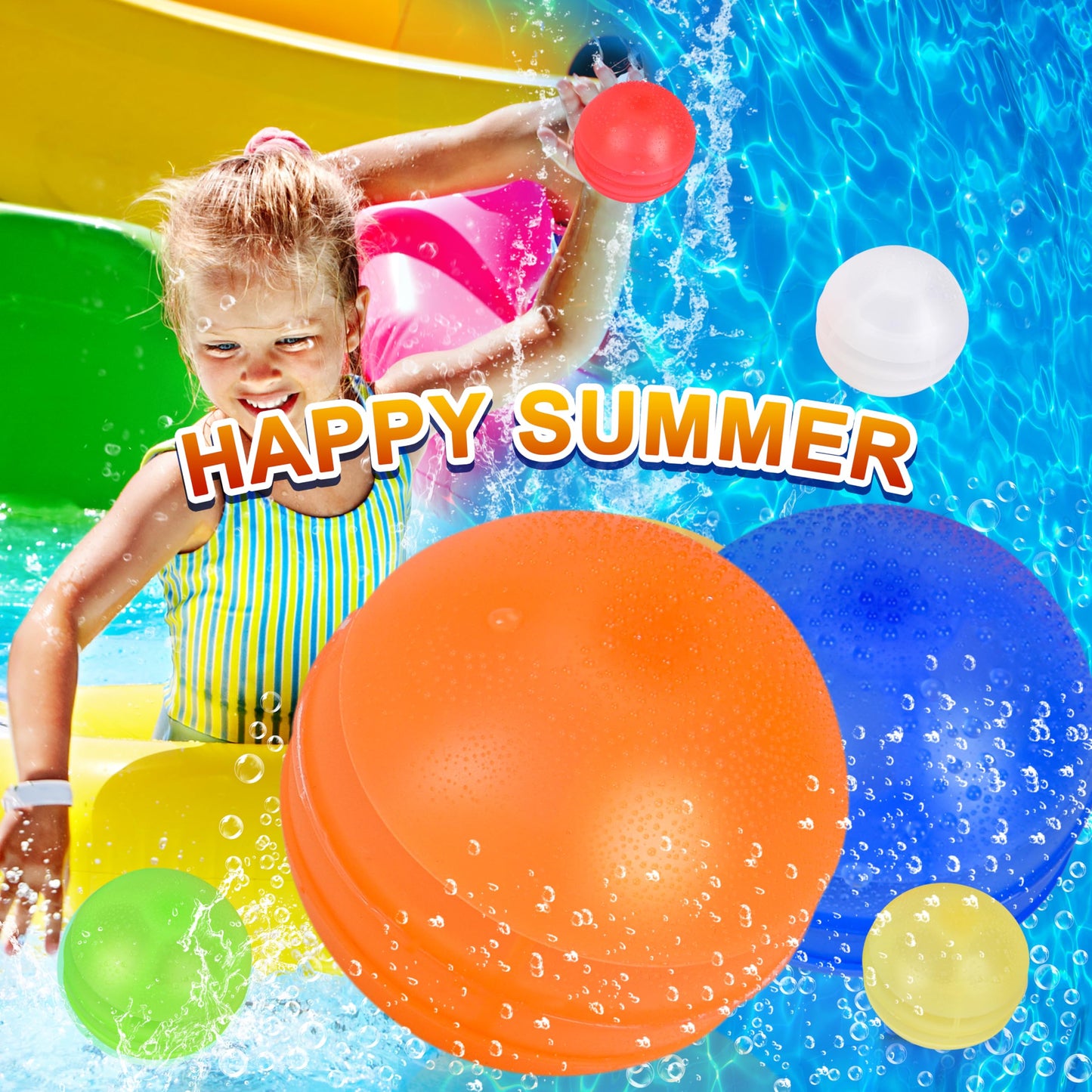 24PCS Reusable Water Balloons, Self-Sealing Silicone Water Bomb, Refillable Water Balls for Boys and Girls, Outdoor Summer Water Toys Pool Beach Park Yard