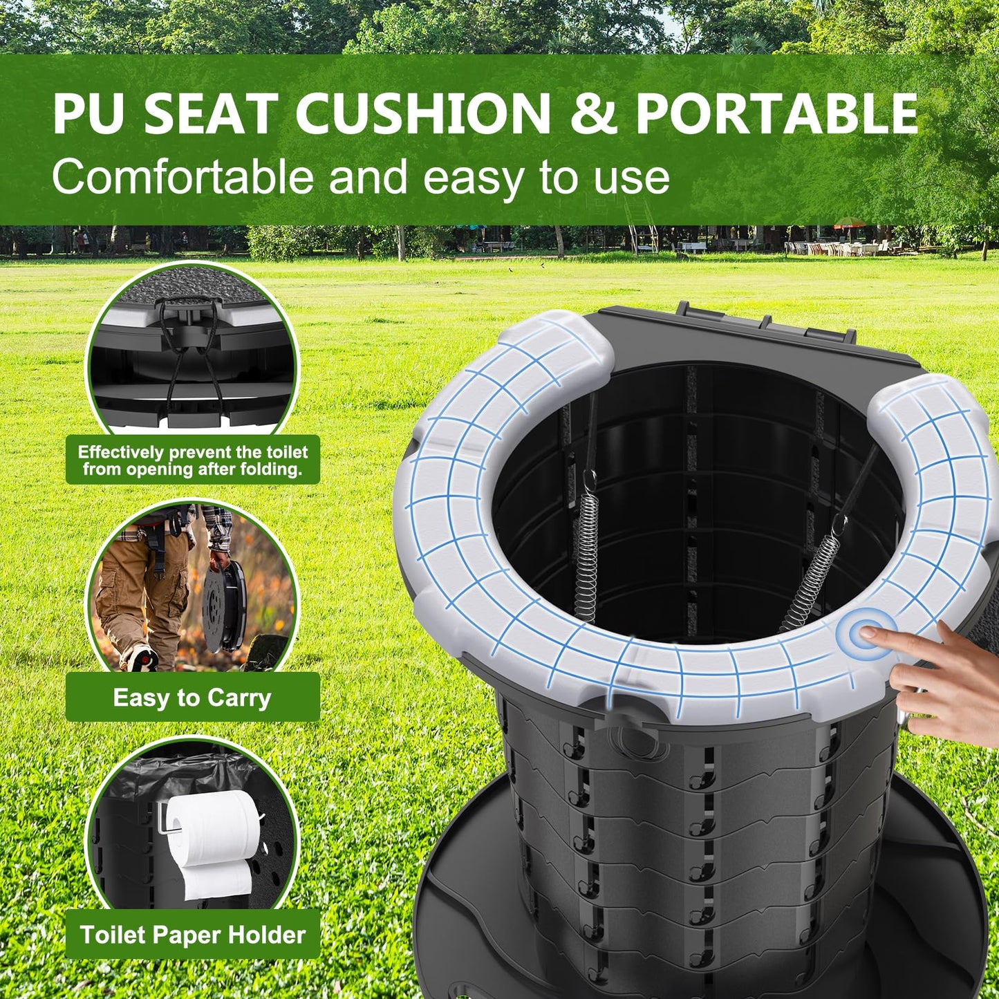 BLIKA Portable Toilet Kit for Camping, Camp Toilet with Pop-Up Privacy Tent, Toilet Bags and Eco Absorbent Gel, Foldable Portable Toilet for Adults, Portable Outdoor Shower Tent Camp Toilet