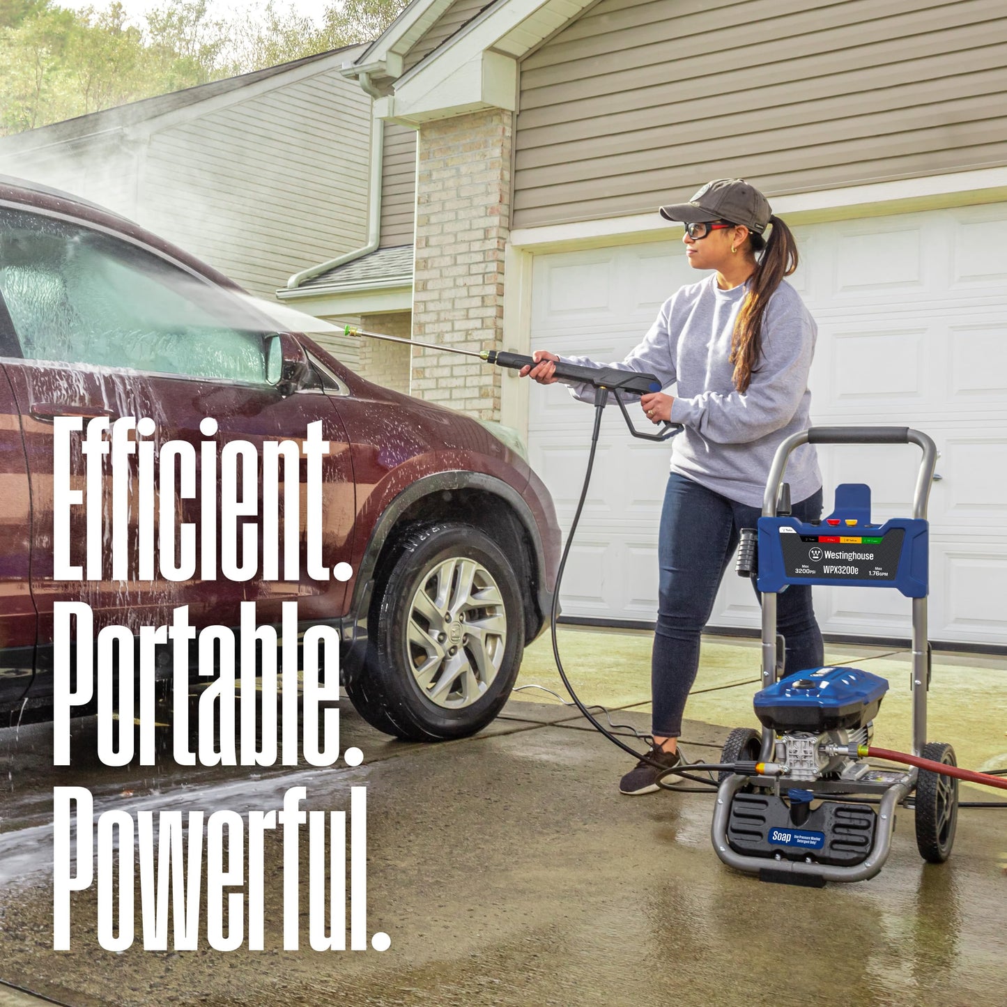 Westinghouse WPX3200e Electric Pressure Washer, 3200 Max PSI and 1.76 Max GPM, Induction Motor, Onboard Soap Tank, Spray Gun and Wand, 5 Nozzle Set, for Cars/Fences/Driveways/Homes/Patios/Furniture