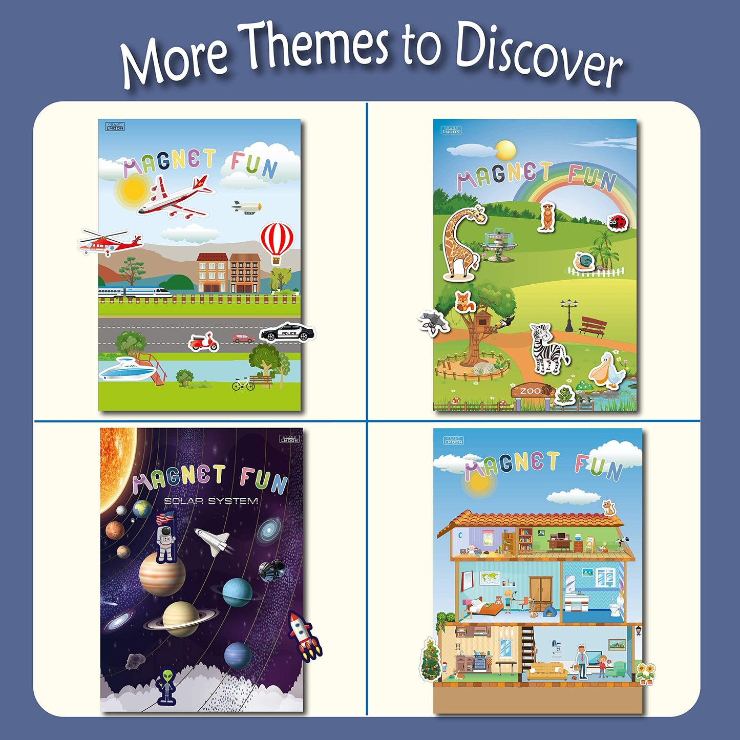 Magnetic Portable Playboard Cars Planes Boats Airport Country Farm Vehicles (39 Pcs)